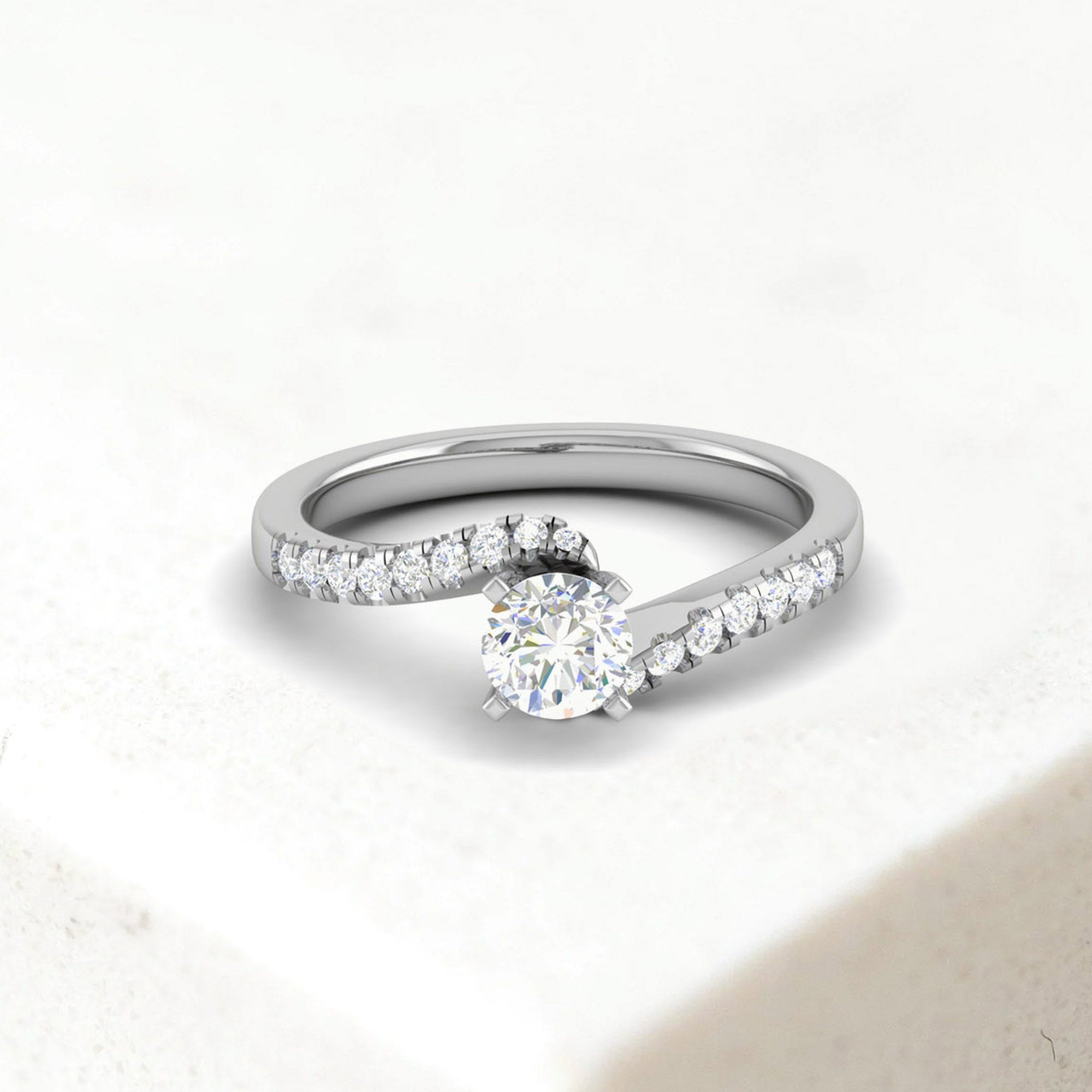 Bypass Solitaire Diamond Ring