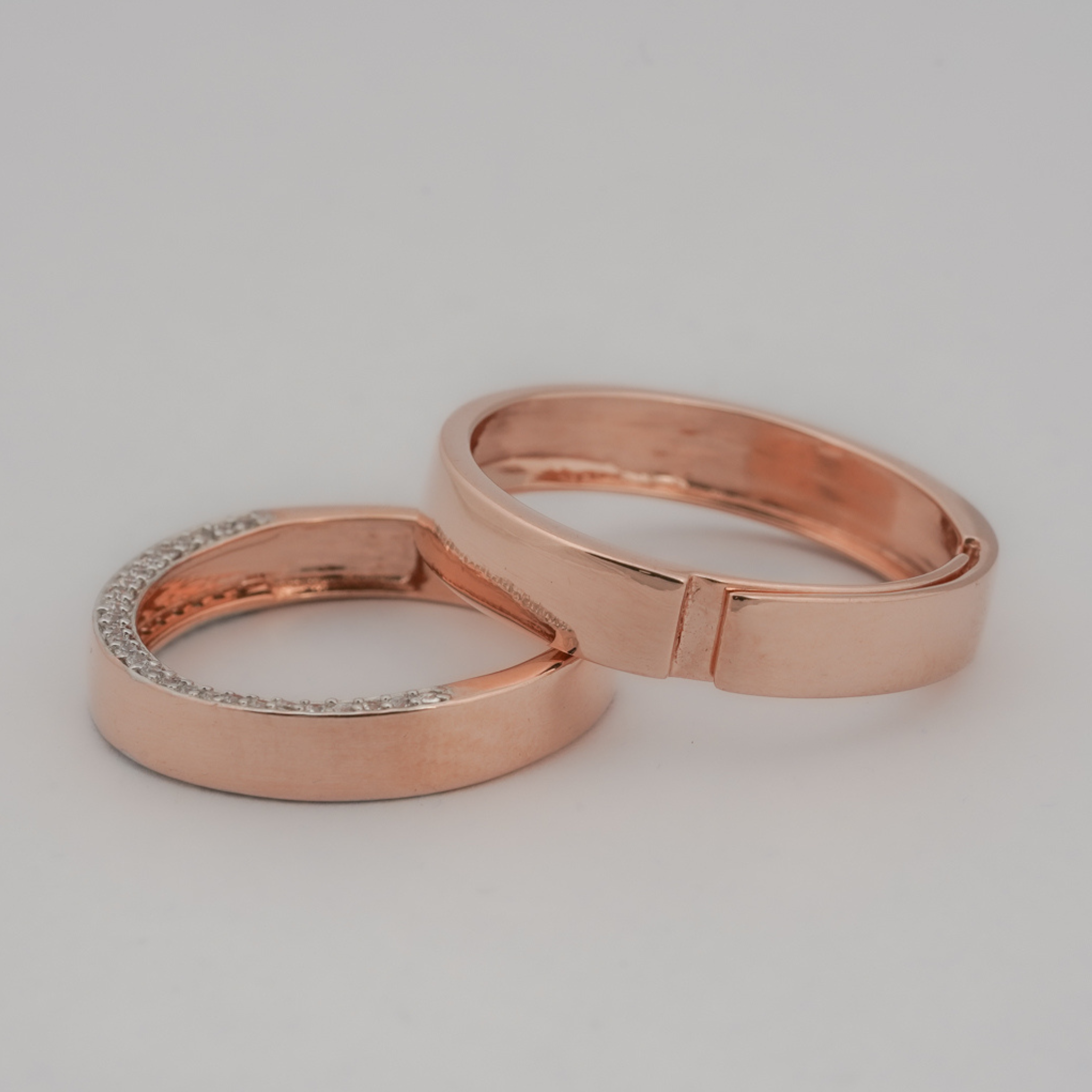 925 Sterling Silver Rose Gold Couple Bands AUS-1044