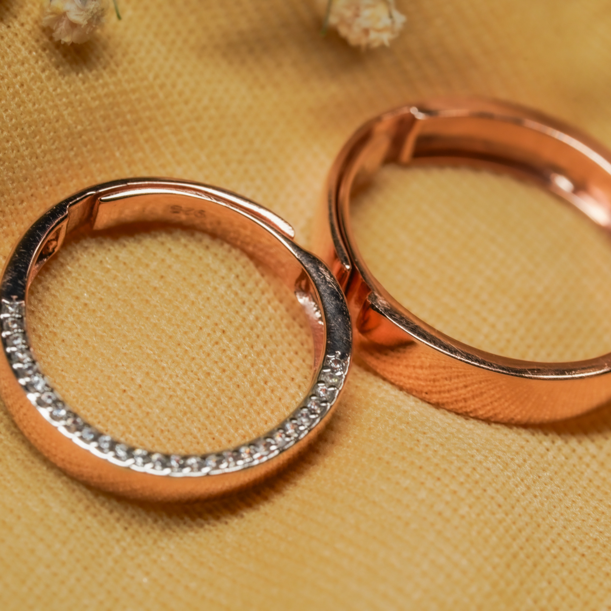 925 Sterling Silver Rose Gold Couple Bands AUS-1044