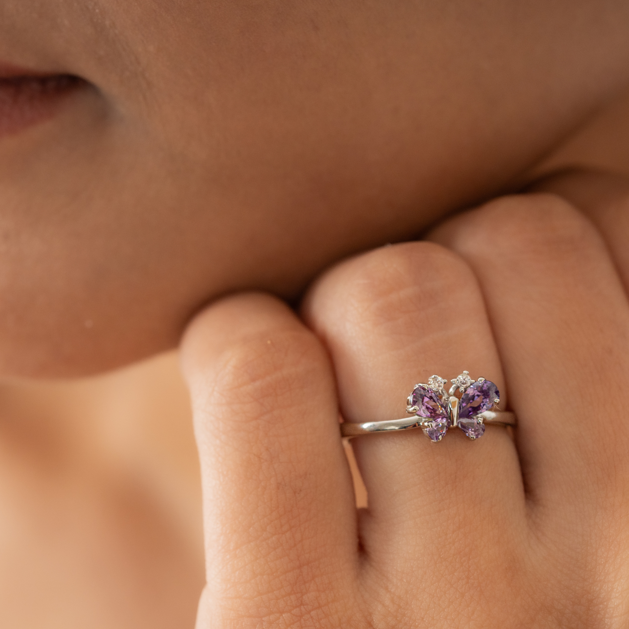 Purple Butterfly Rings