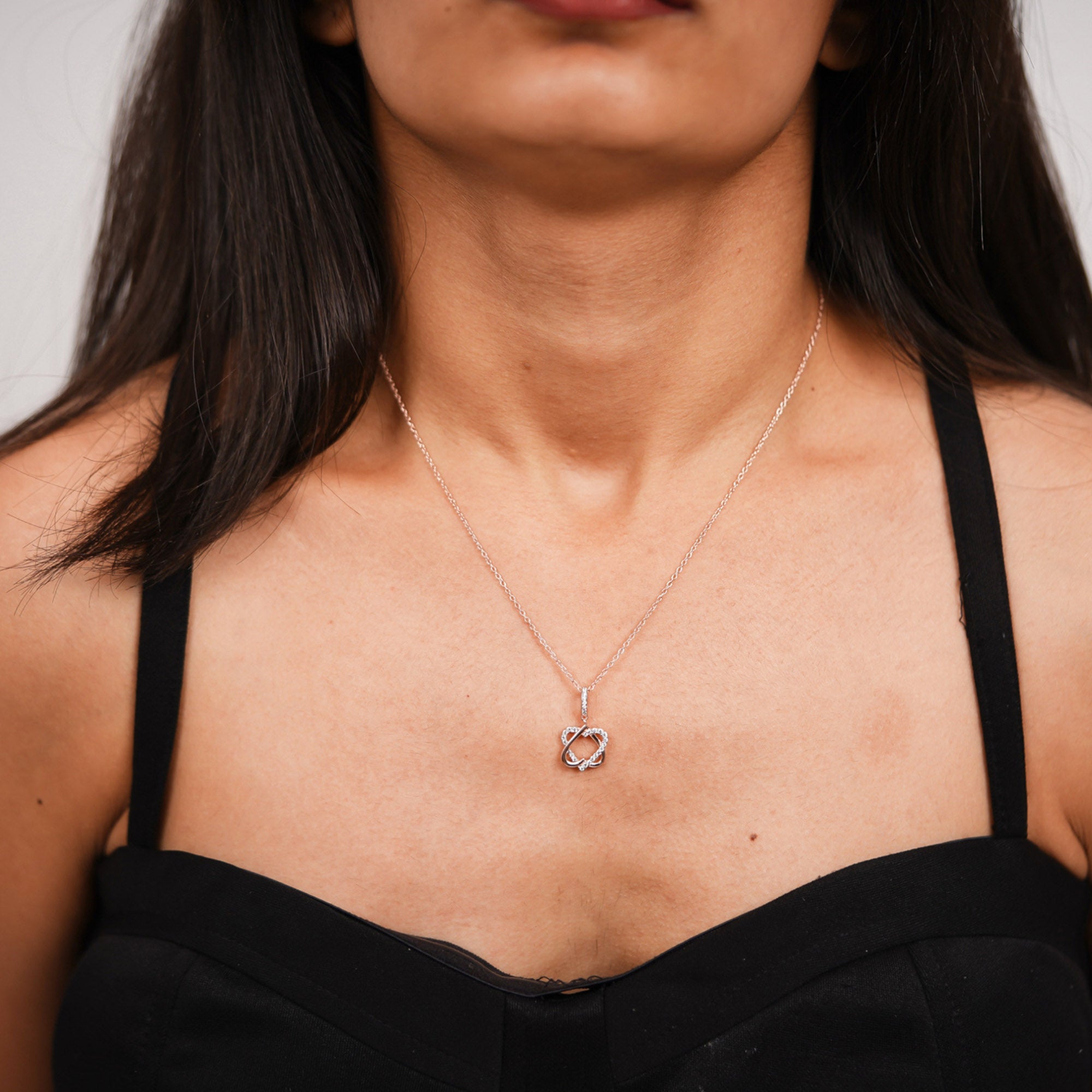 Interlock Double Heart Rose Gold Pendant