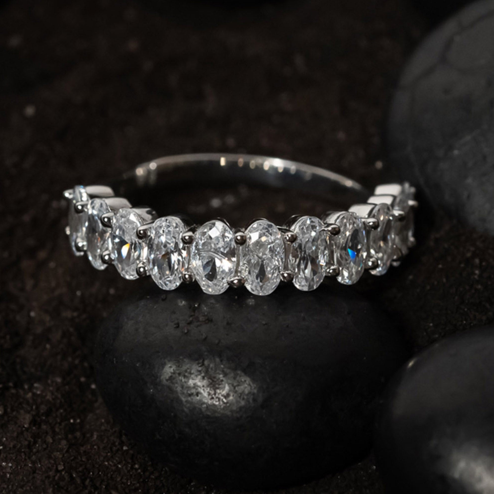 Elegant Pear Halo Duo Ring Set