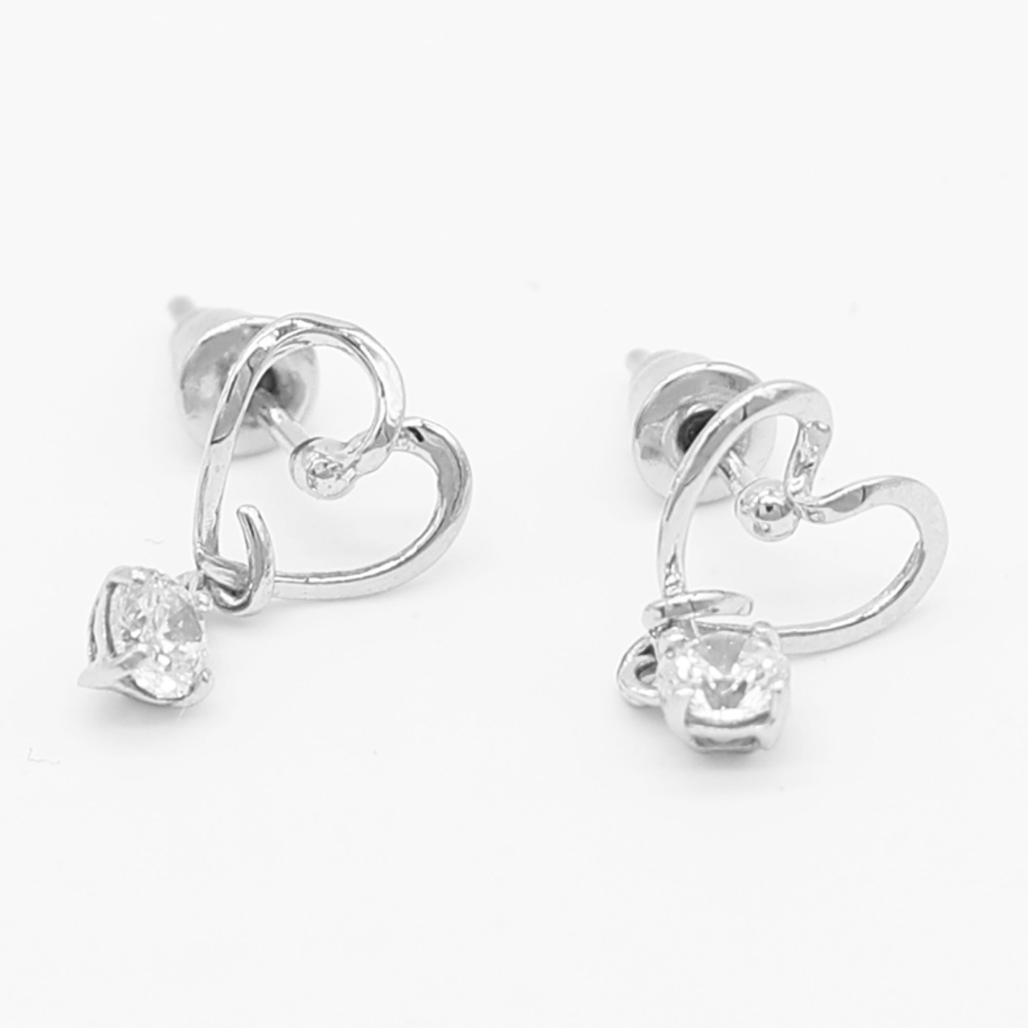 Elegant Heart Solitaire Drop Earrings