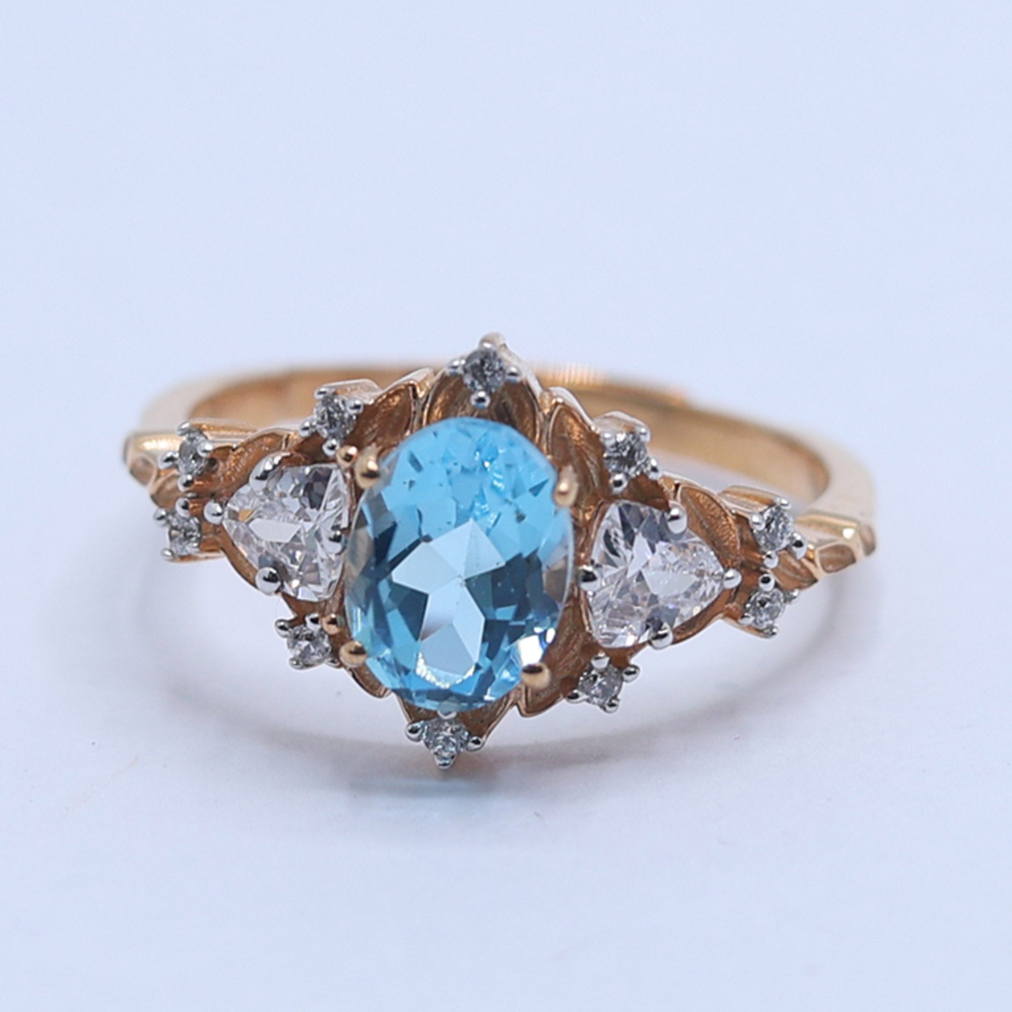 Golden Aura Aquamarine Ring