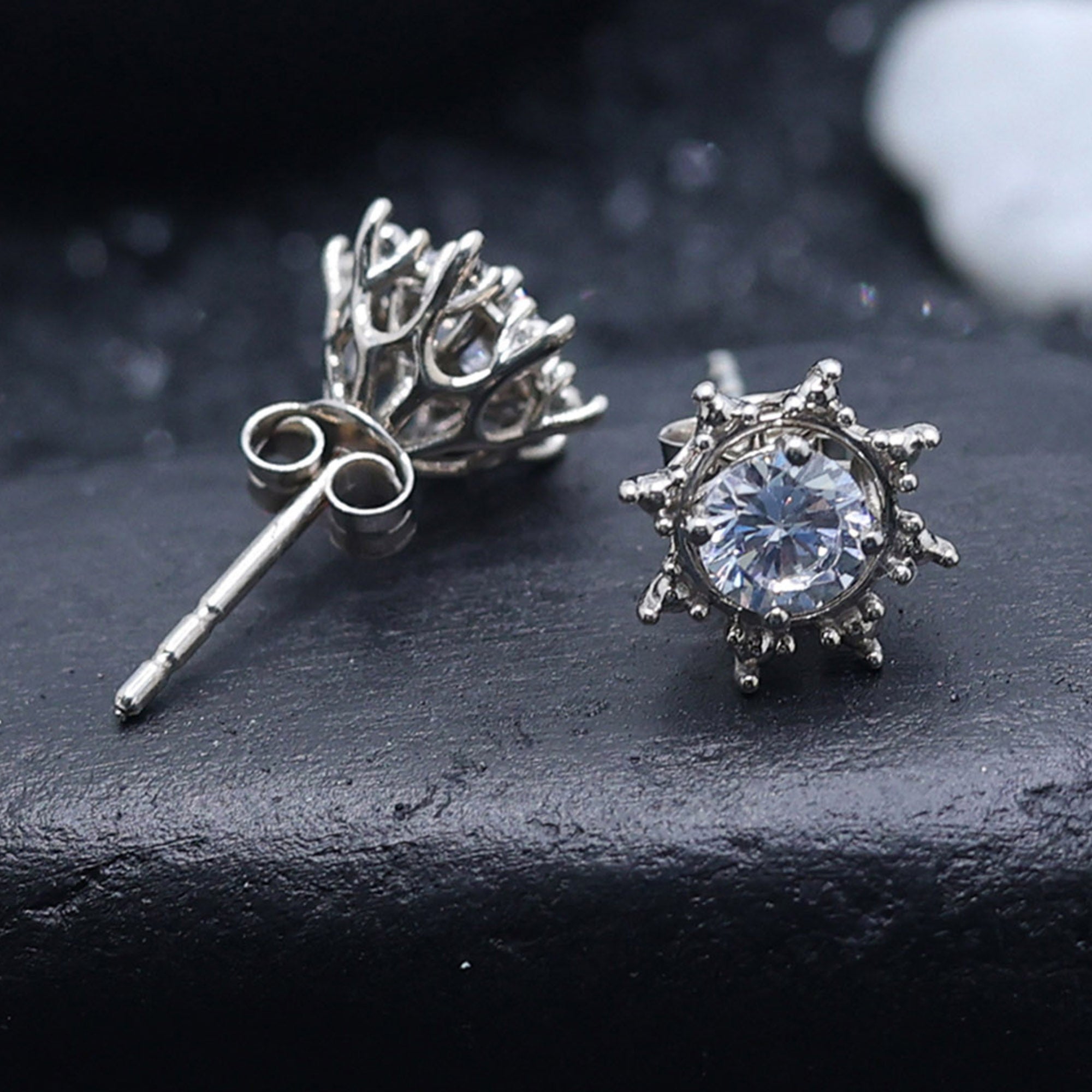 Sunburst American Diamond Stud Earrings