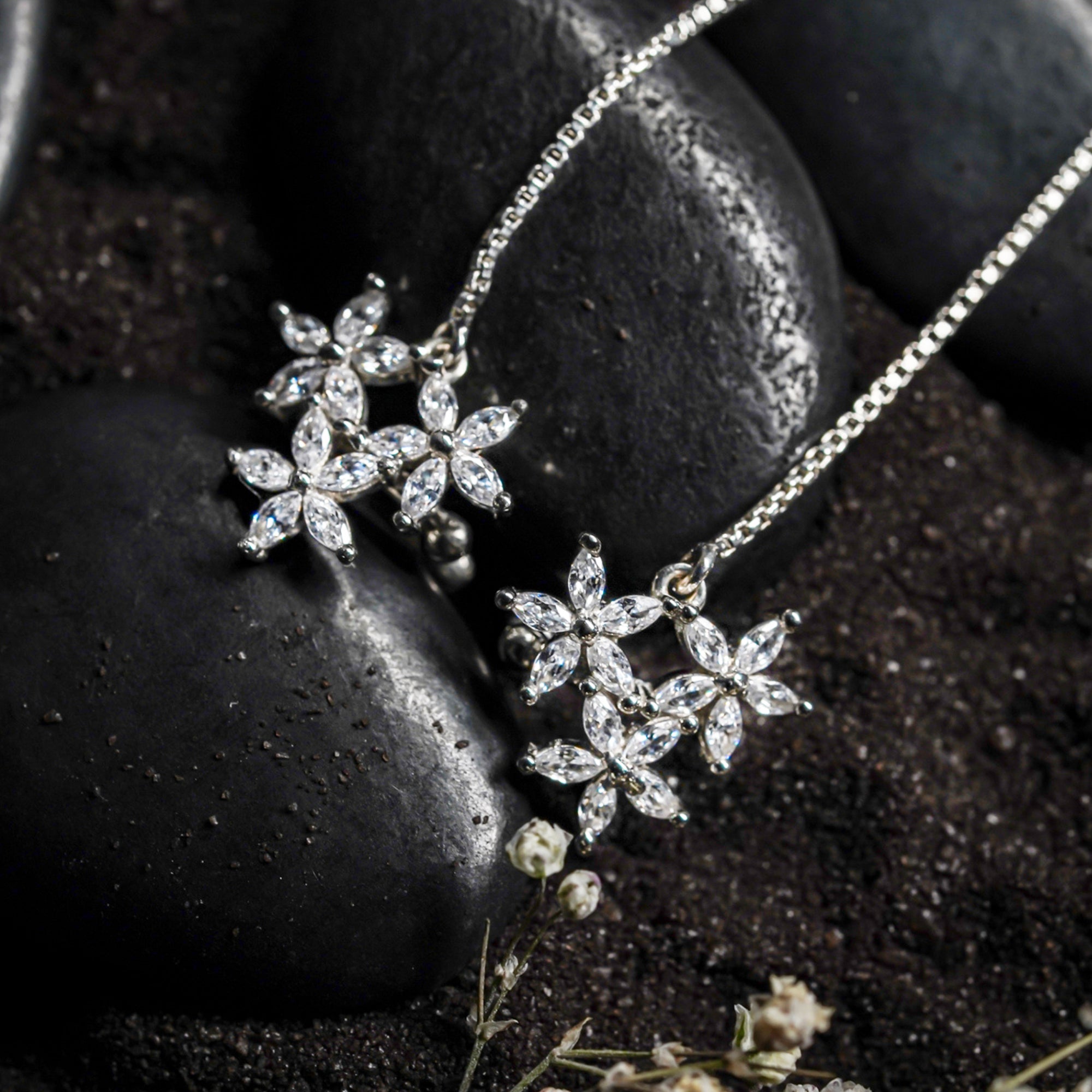 Floral Ear Cuff Threader Earrings