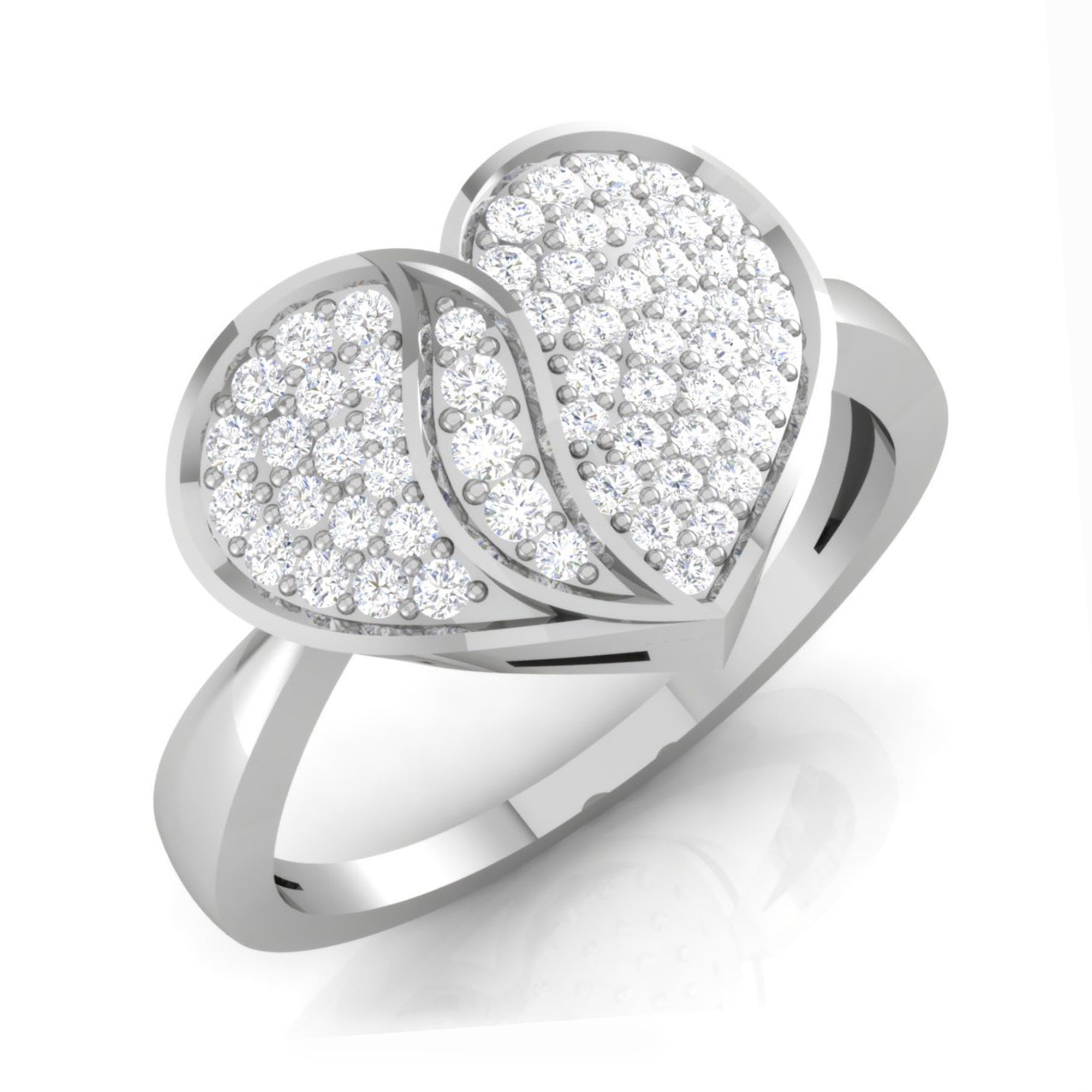 Sterling Silver Heart Diamond Ring