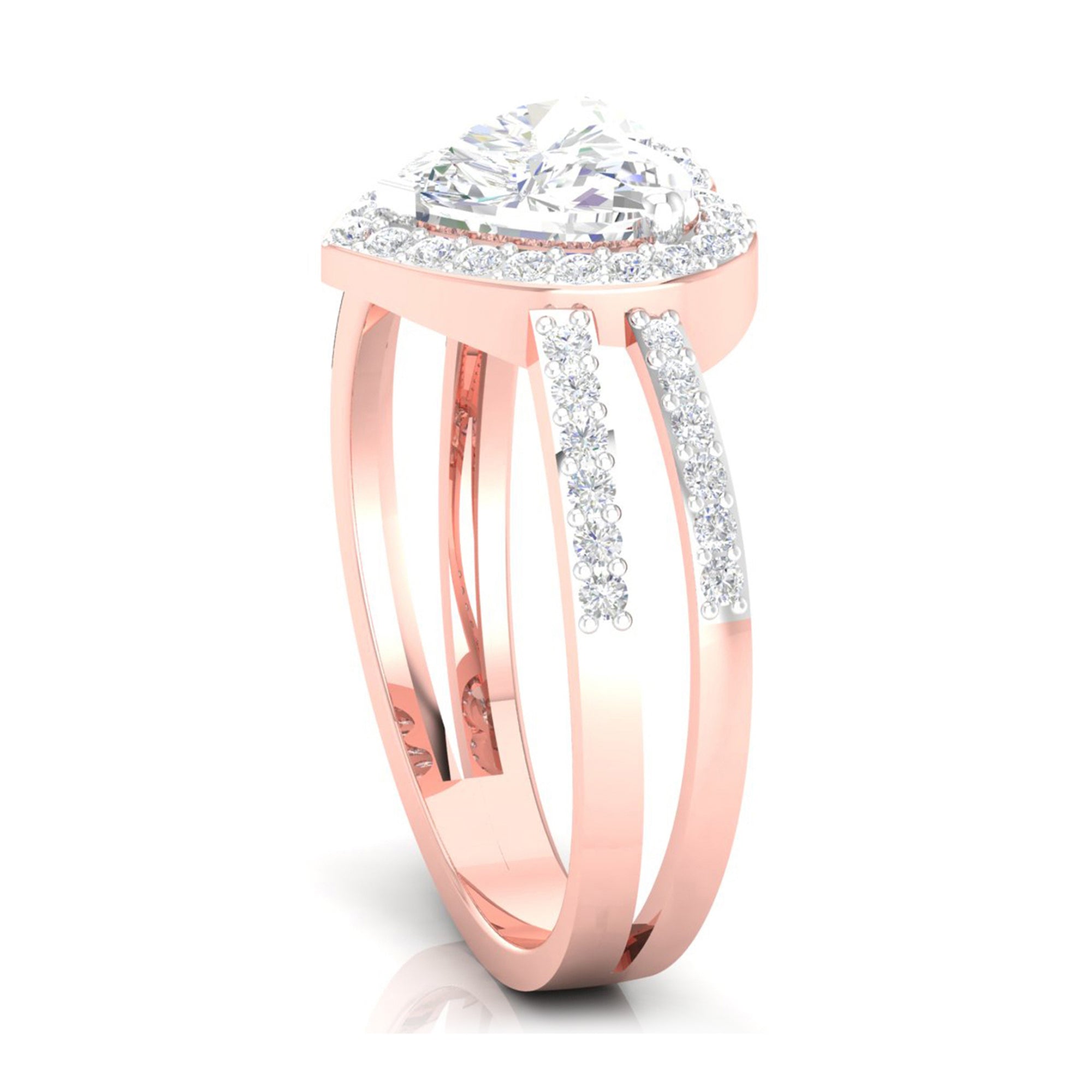 Heart Halo Split Shank Ring