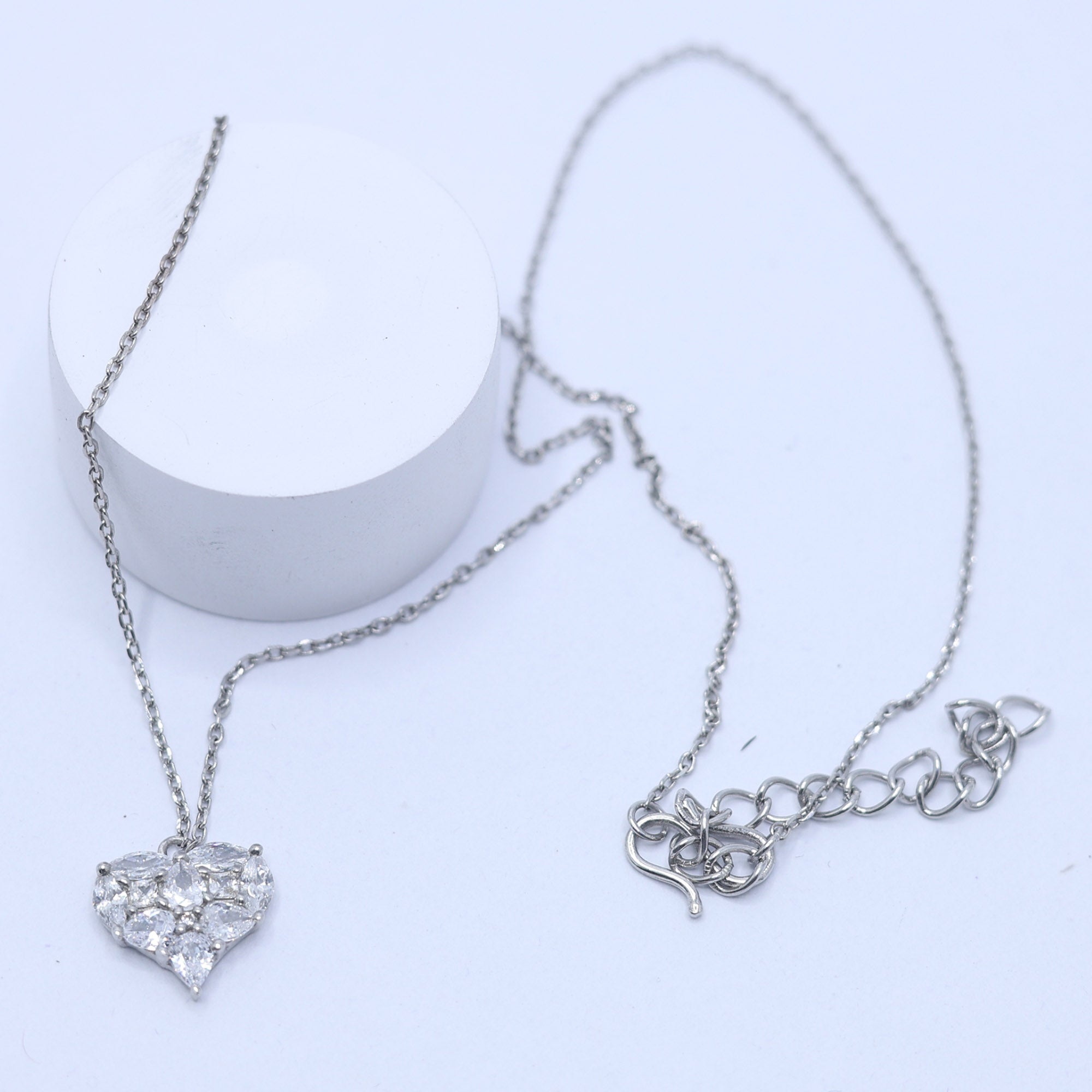 Sparkling Heart Pendant in Silver