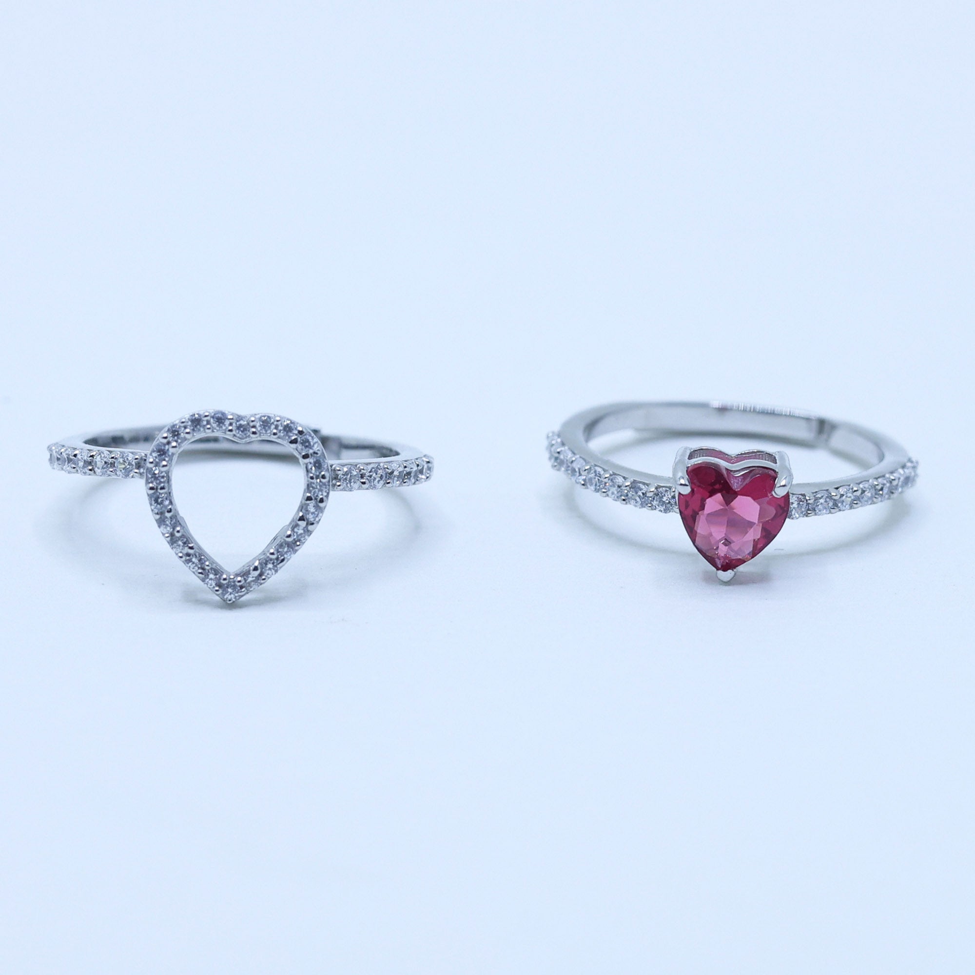 Ruby Heart Puzzle Ring Set