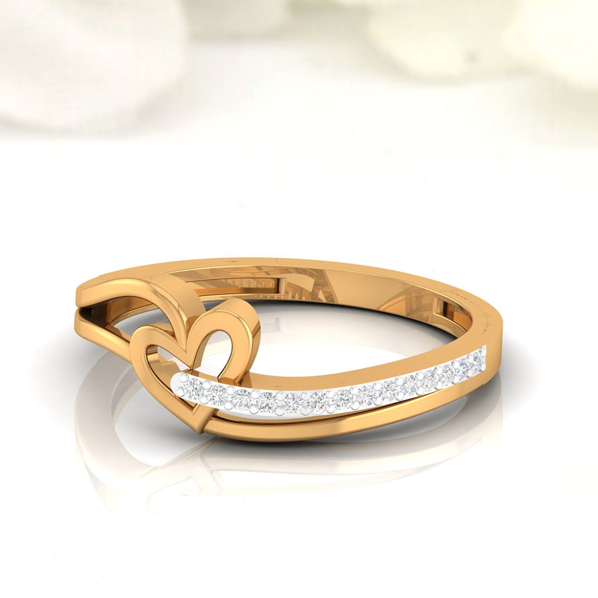 Golden Embrace Heart Diamond Ring