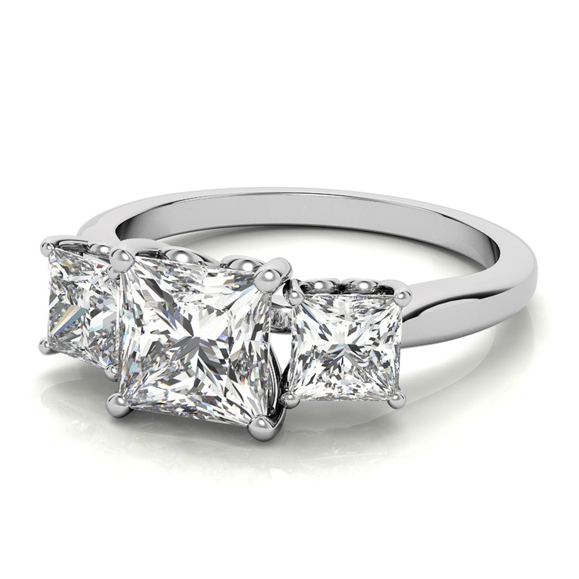 Elegant Three Stone Princess Cut Ring