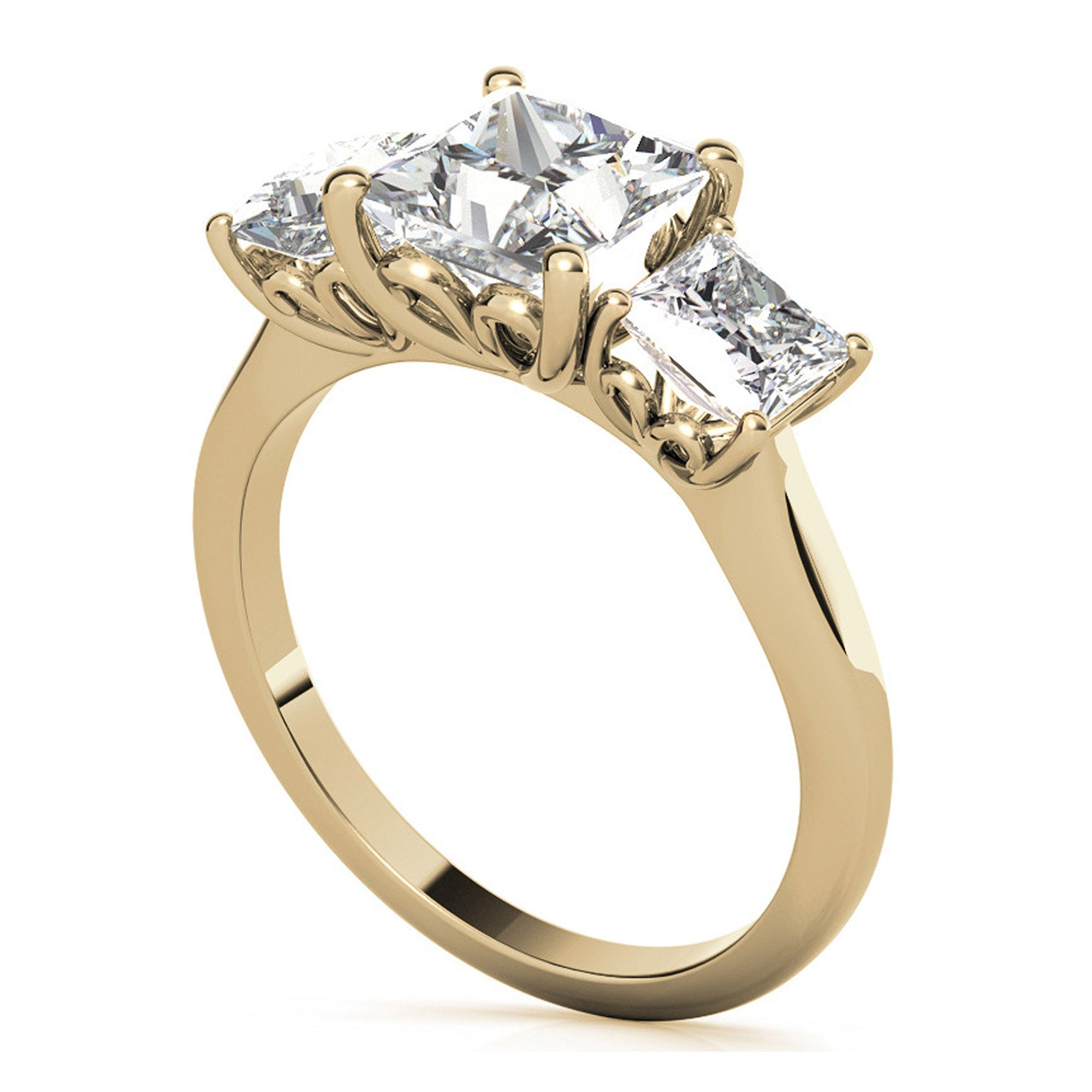 Elegant Three Stone Princess Cut Ring