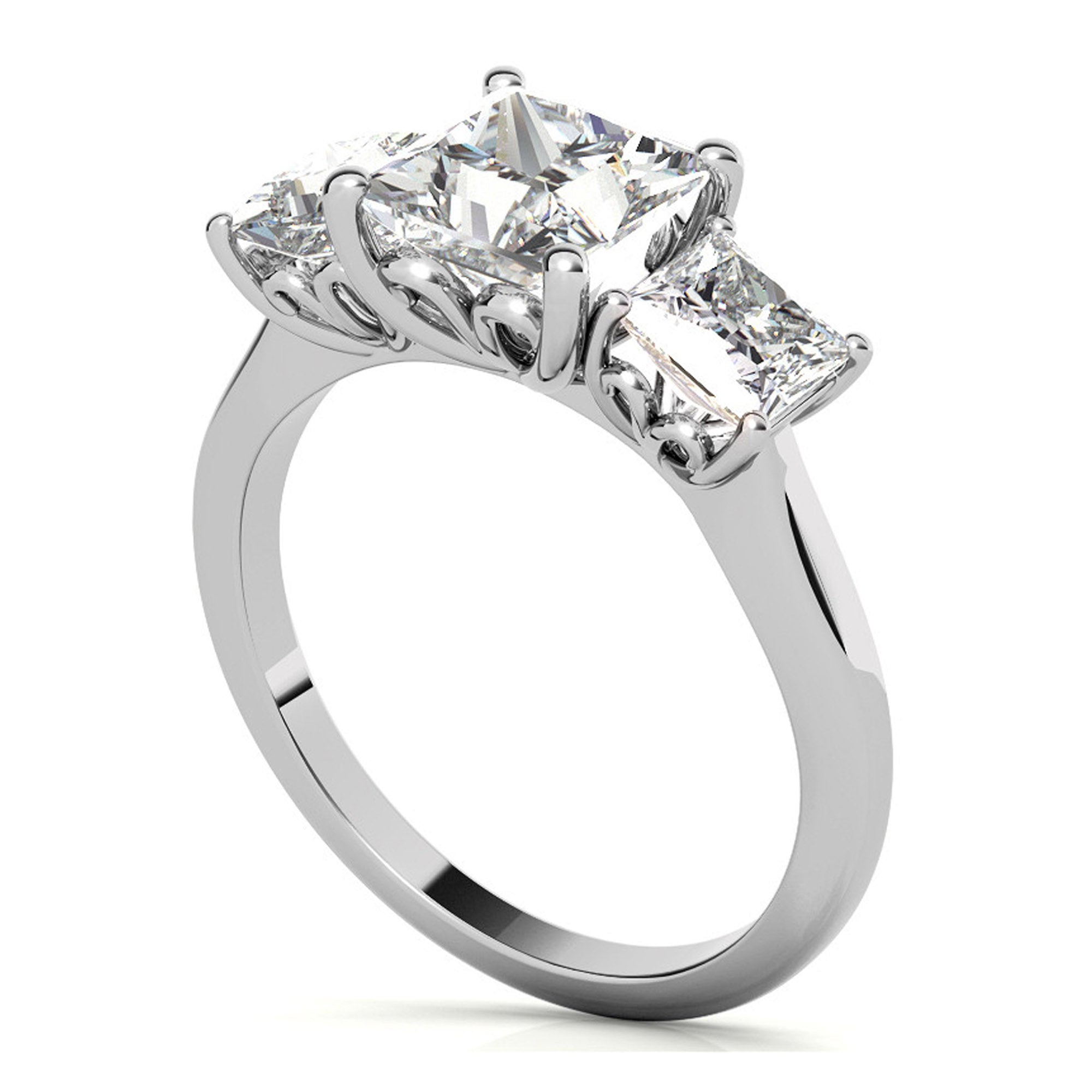 Elegant Three Stone Princess Cut Ring