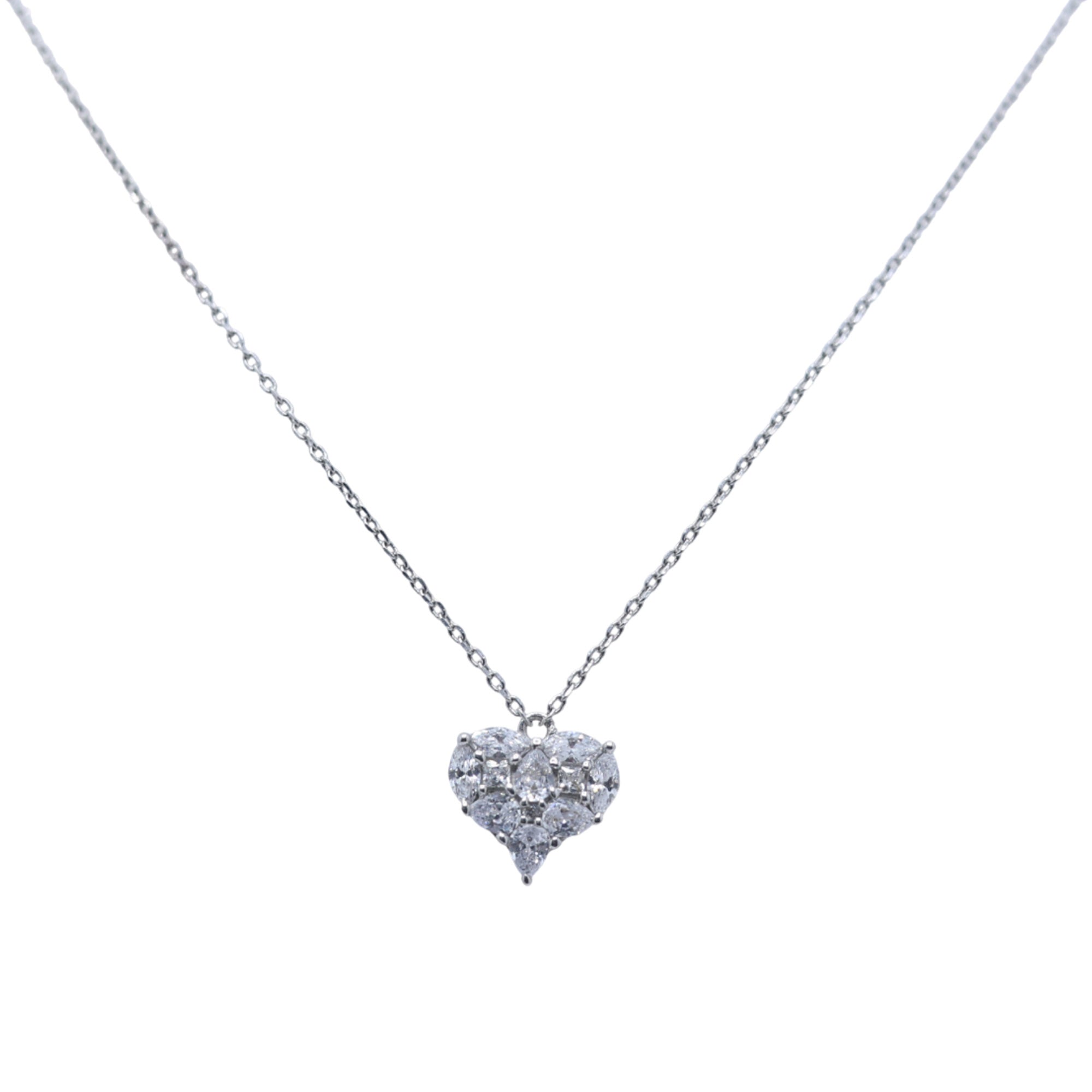 Sparkling Heart Pendant in Silver