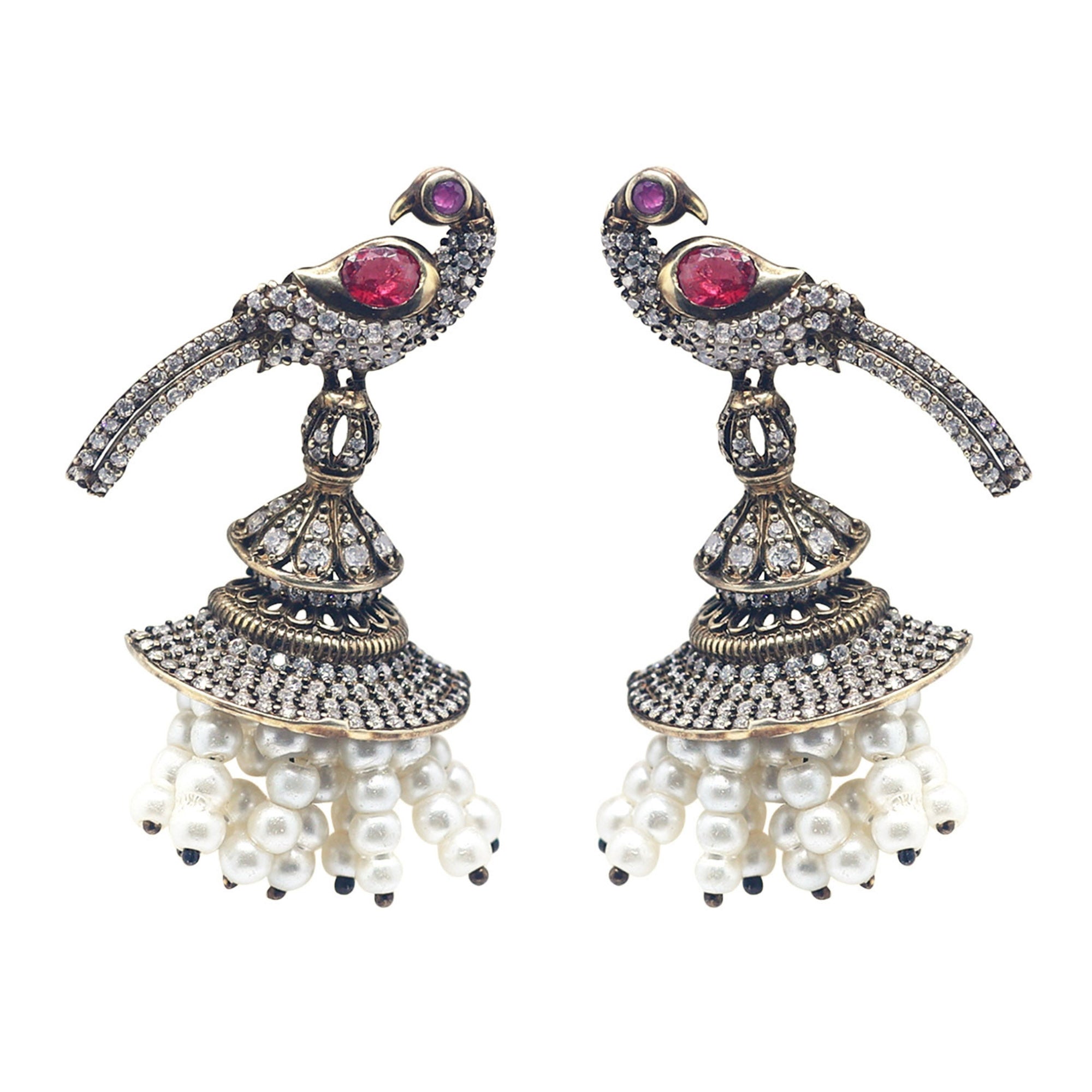 Vintage Peacock Jhumka Earrings