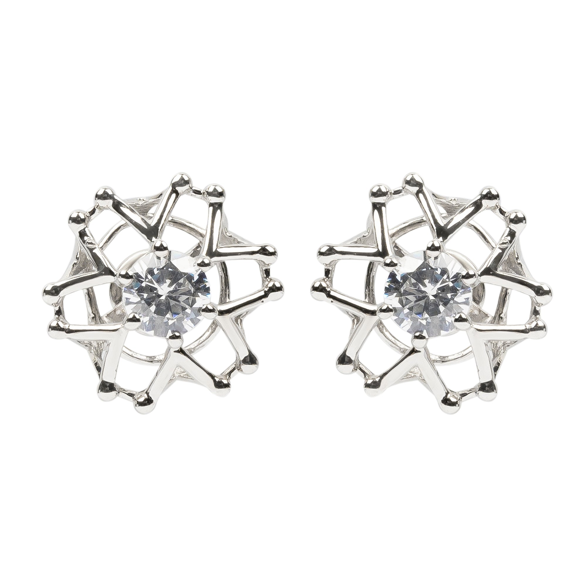 Starburst Geometric Silver Stud Earrings