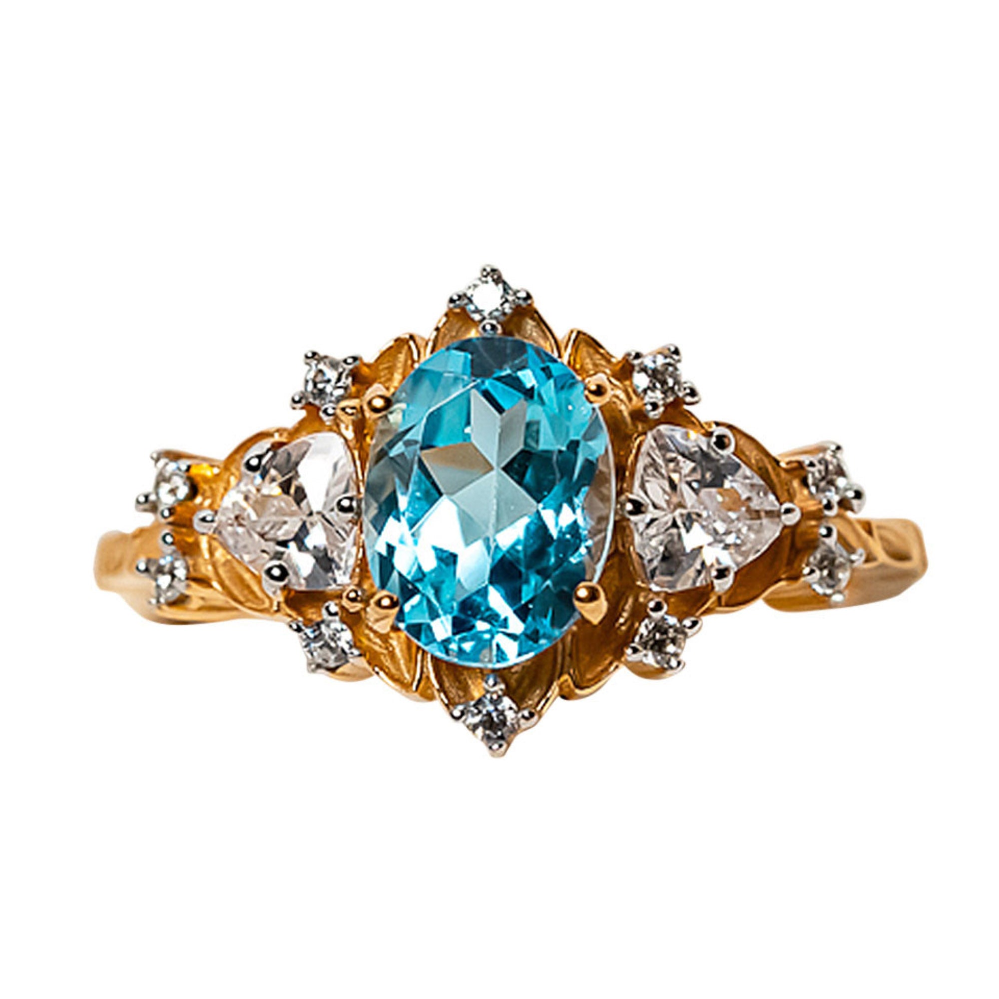 Golden Aura Aquamarine Ring