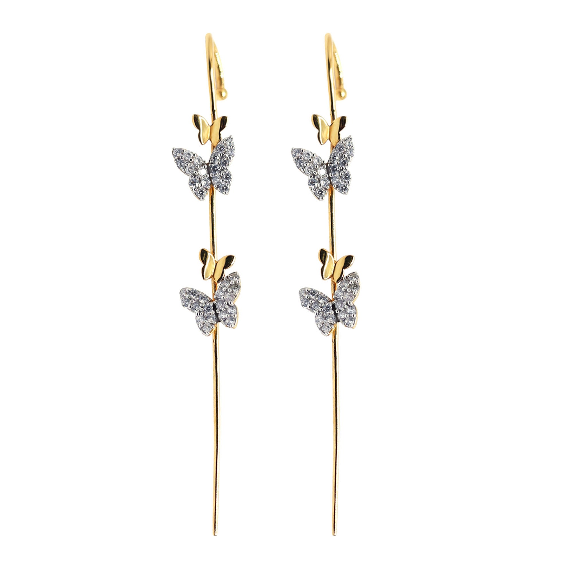 Dainty Butterfly Ear Climber Earrings