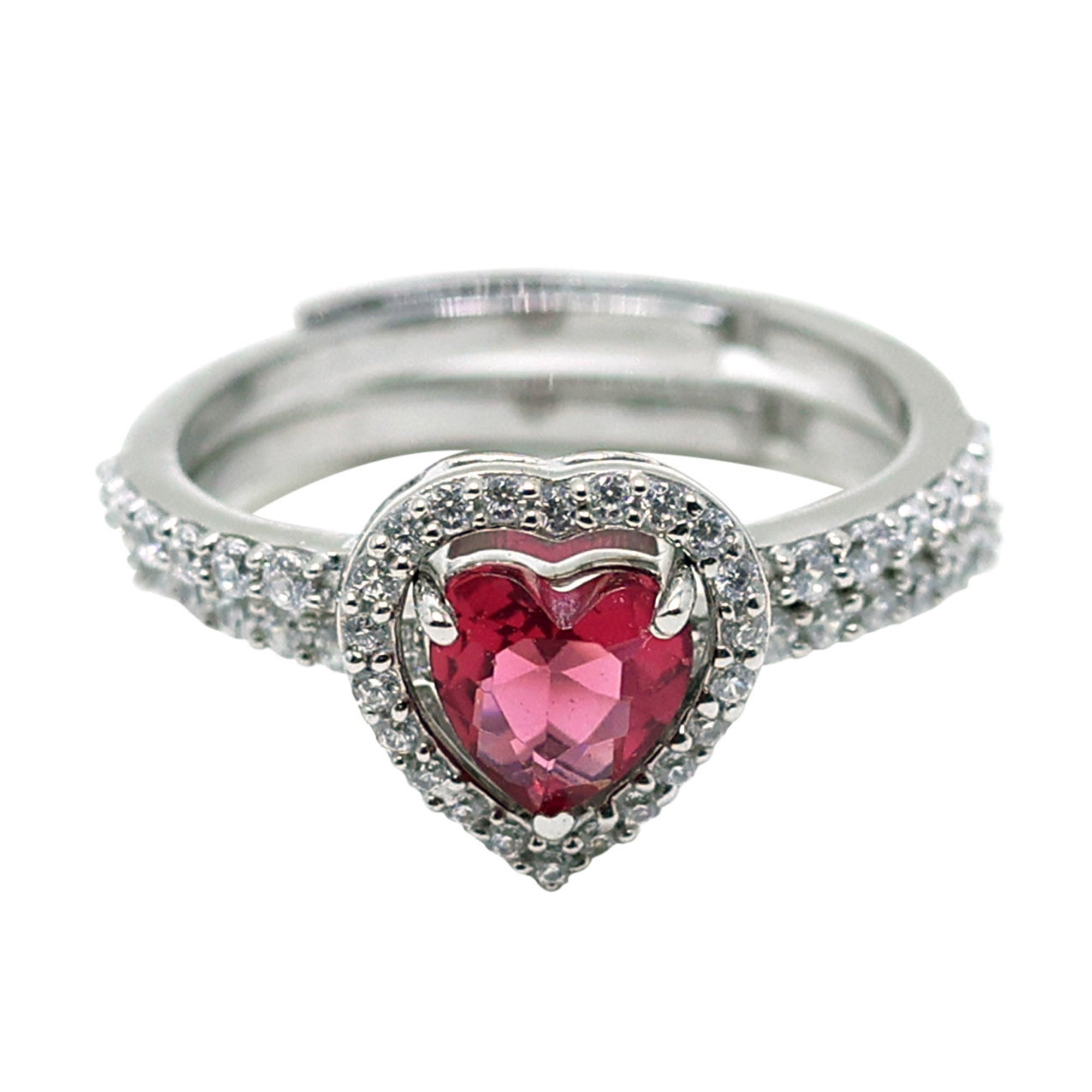 Ruby Heart Stackable Ring Set