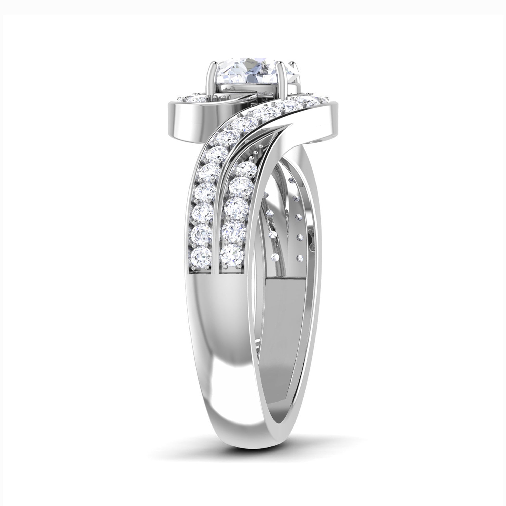 Elegant Round Bypass Bridal Ring