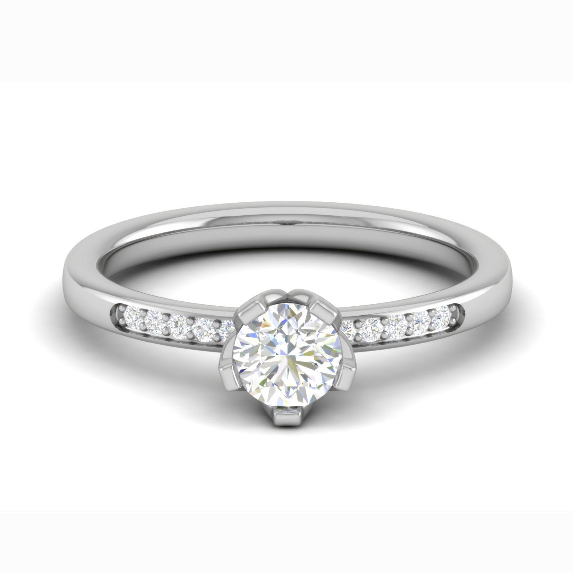 Sterling Silver Solitaire Diamond Ring