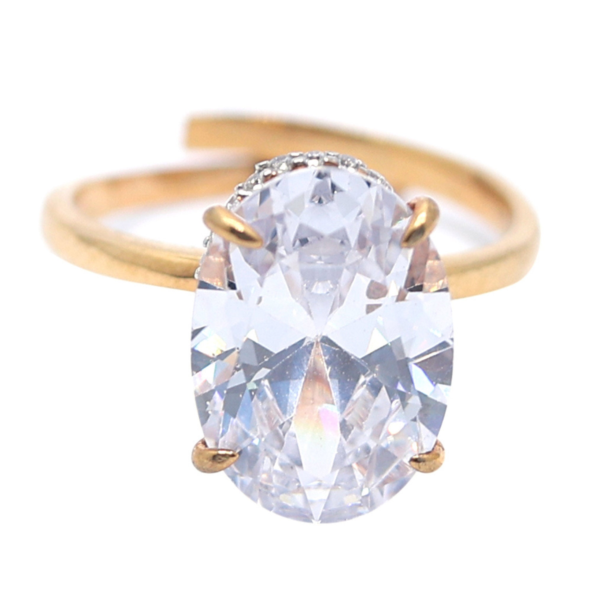 Oval Solitaire Halo Ring