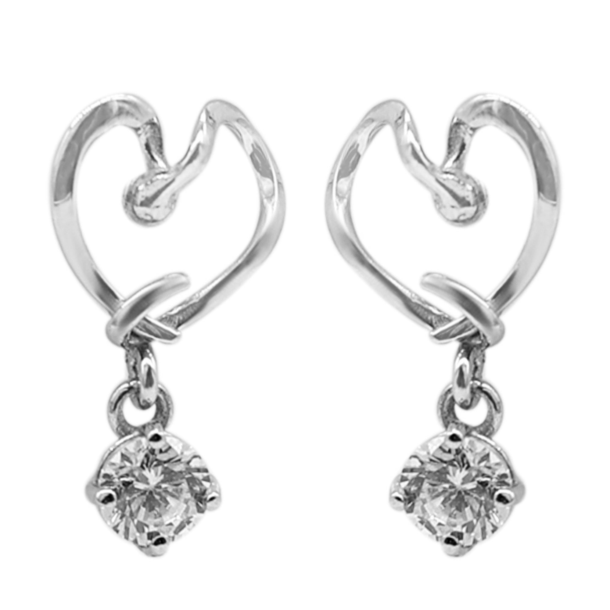 Elegant Heart Solitaire Drop Earrings