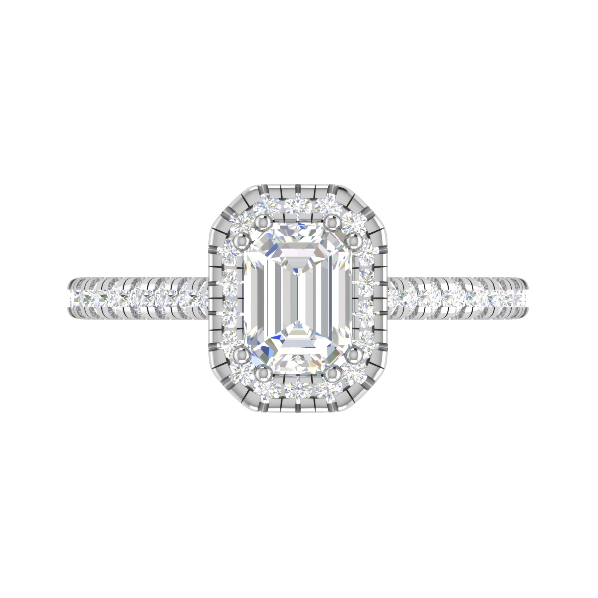 Emerald Cut Halo Solitaire Ring