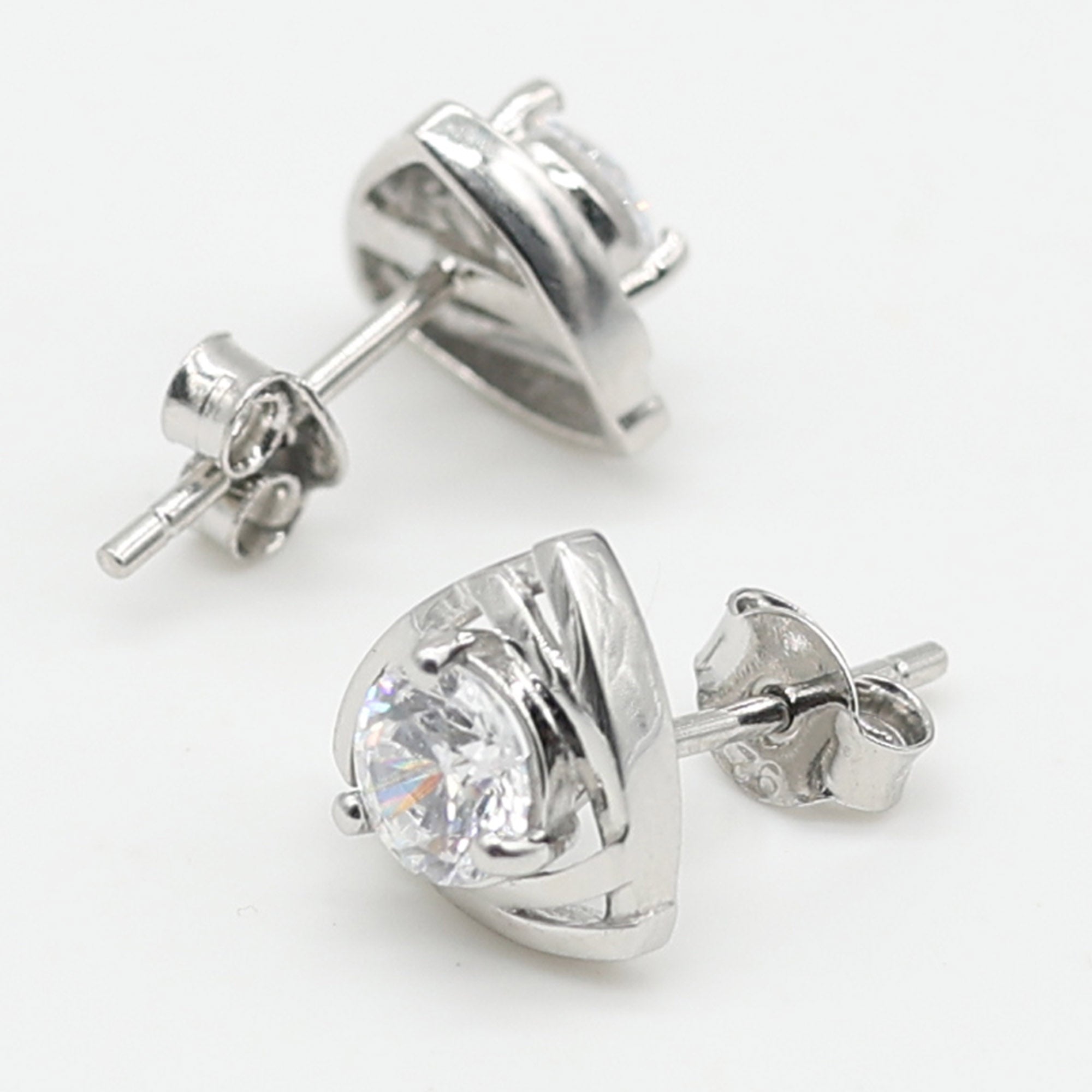 Modern Triangle Solitaire Stud Earrings
