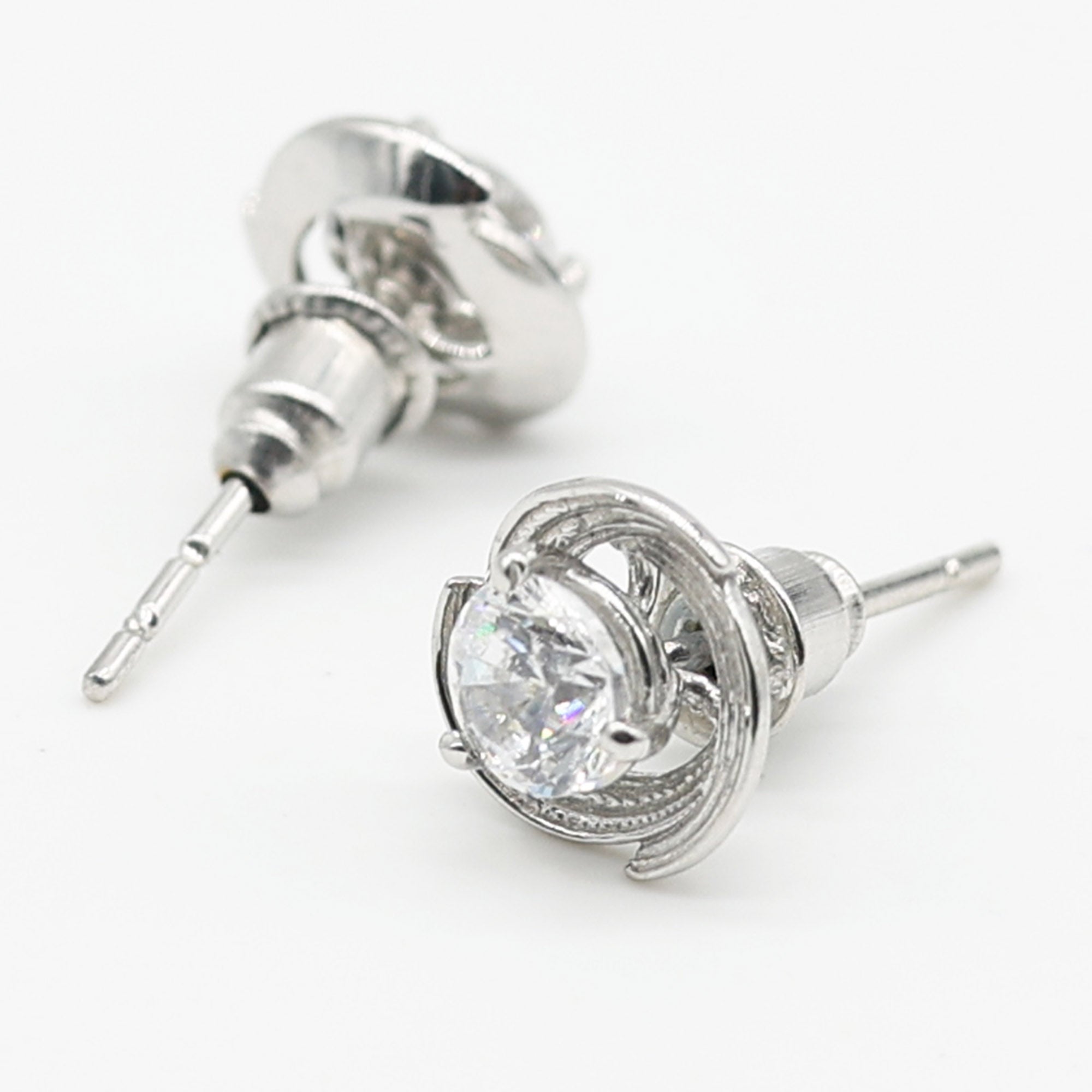 Swirl American Diamond Stud Earrings