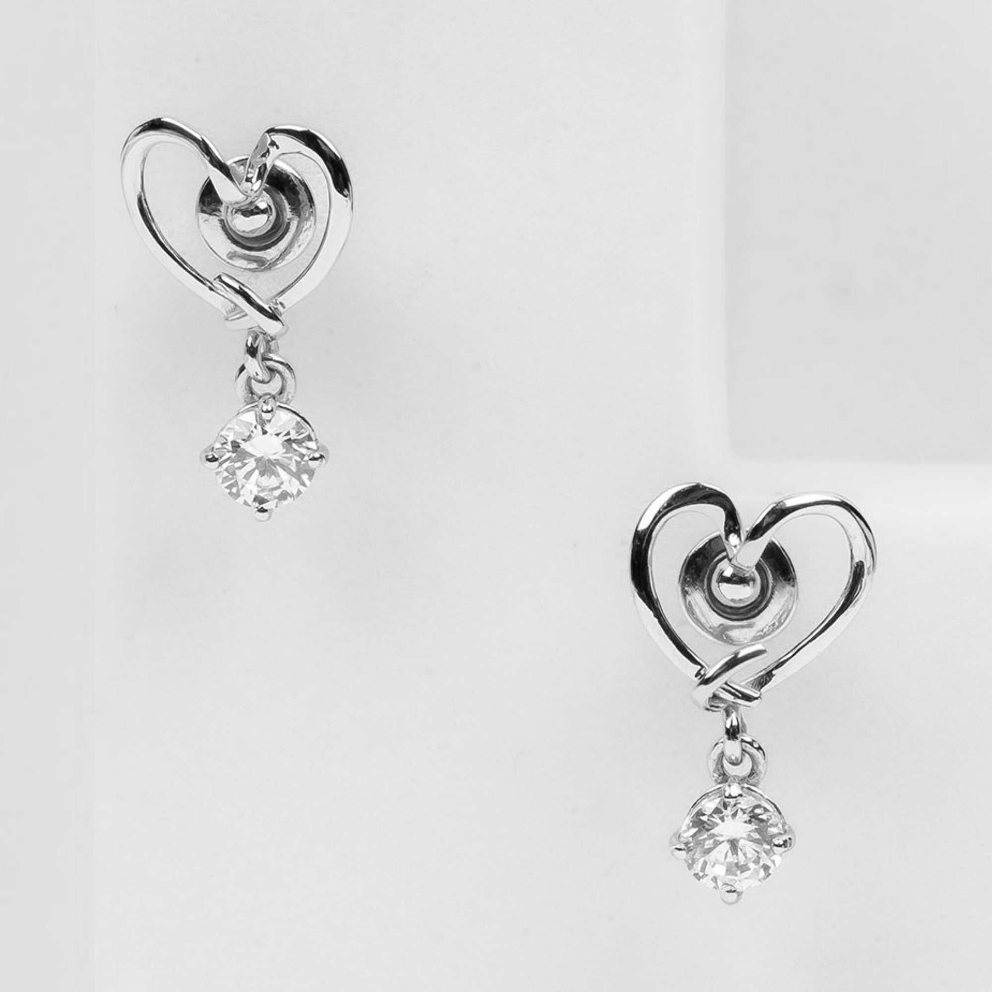 Elegant Heart Solitaire Drop Earrings