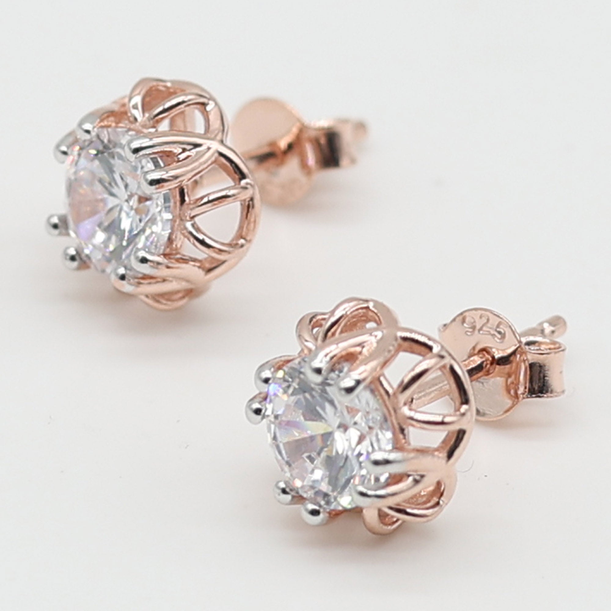 Rose Gold Solitaire Stud Earrings