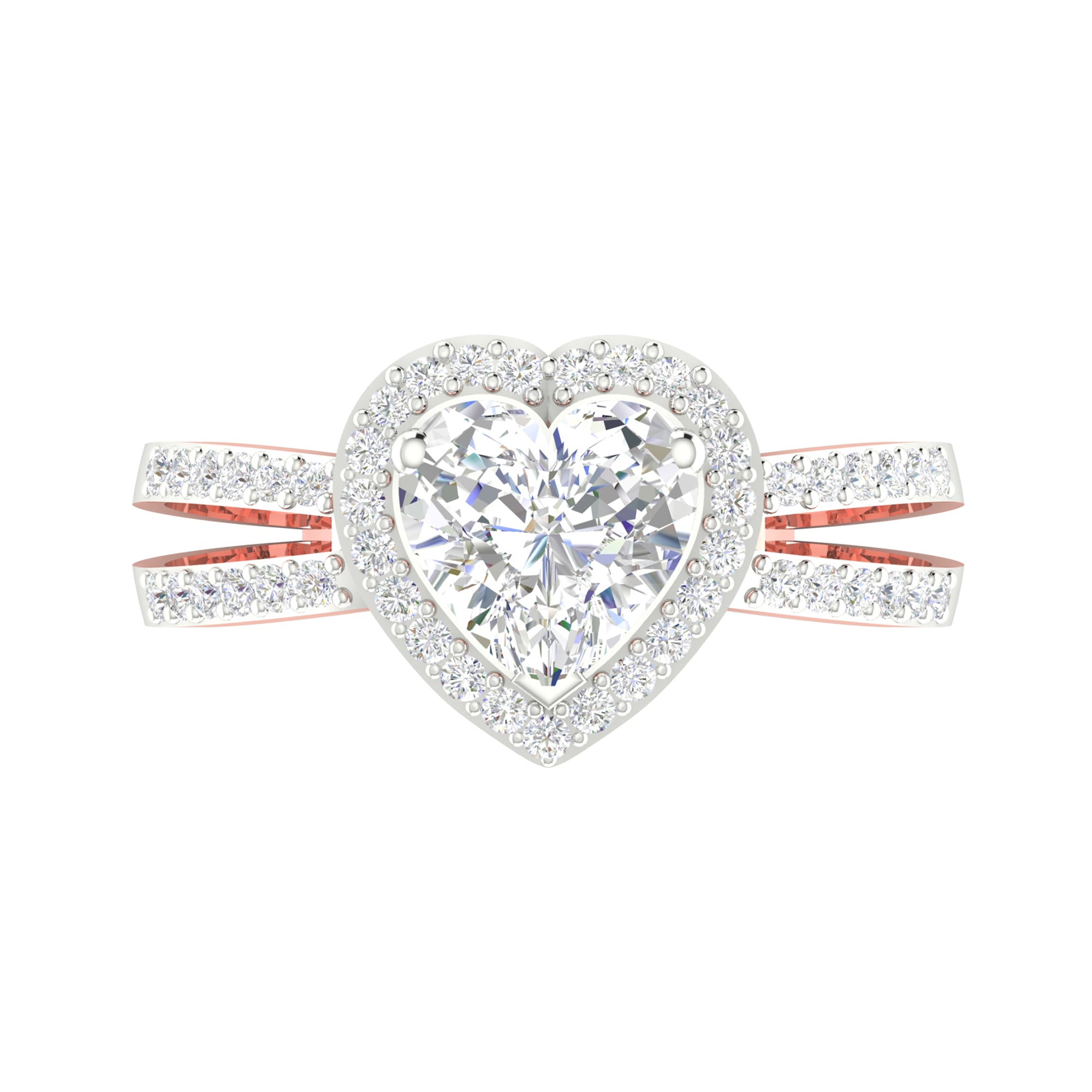 Heart Halo Split Shank Ring