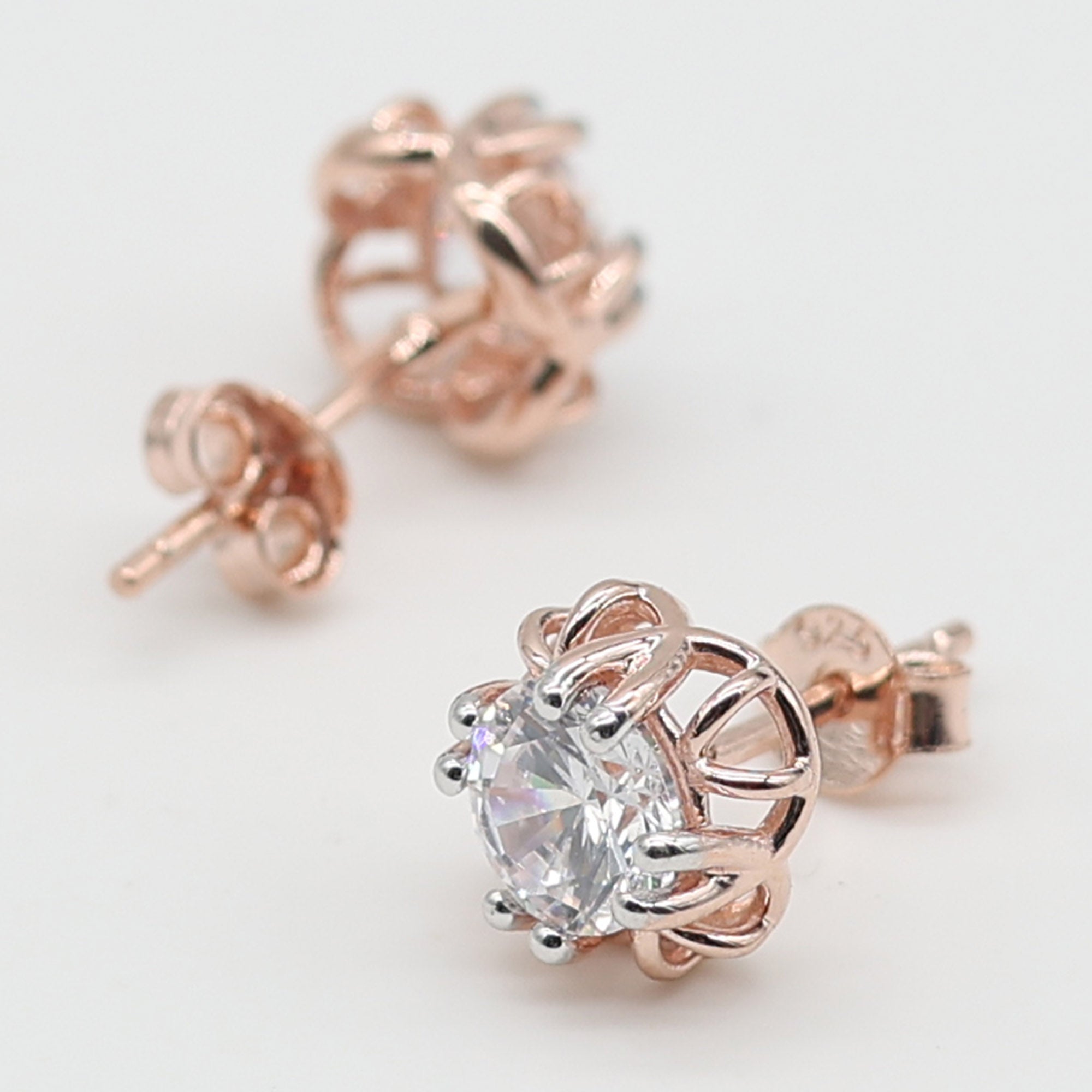 Rose Gold Solitaire Stud Earrings