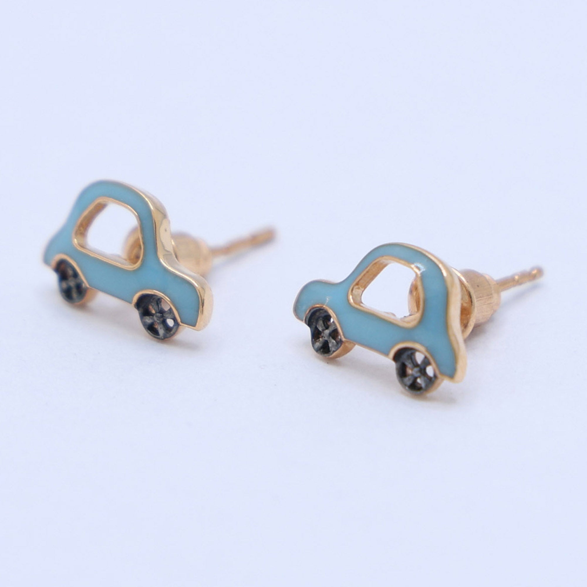 Blue Car Kids Earrings