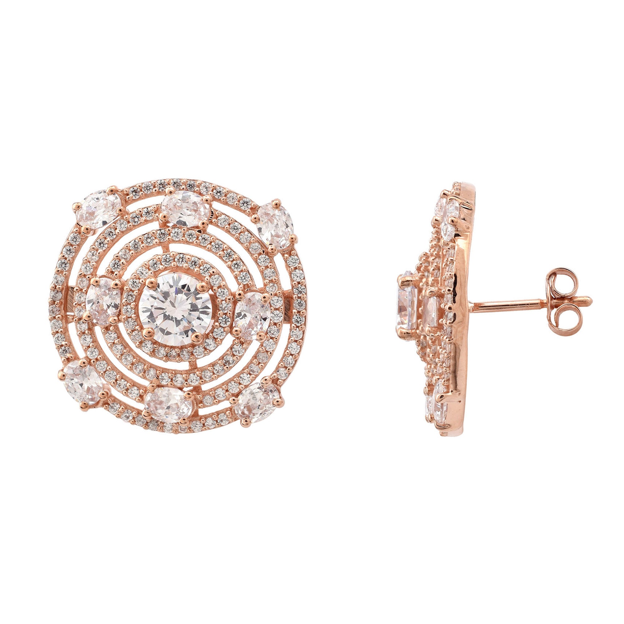 Spiral Halo Stud Earrings