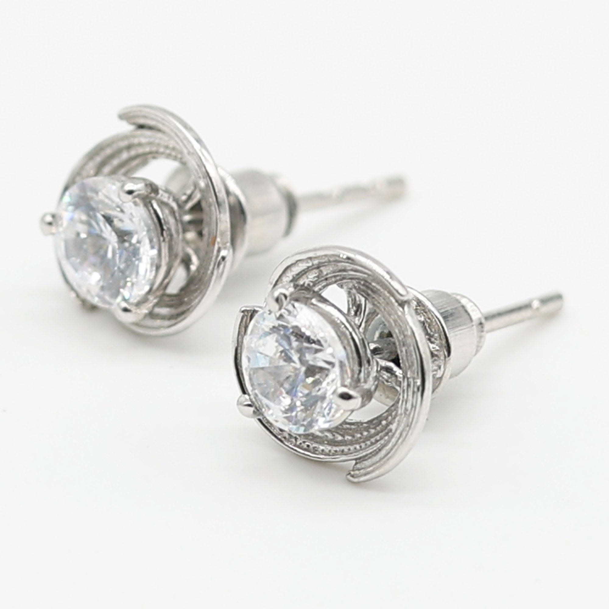 Swirl American Diamond Stud Earrings