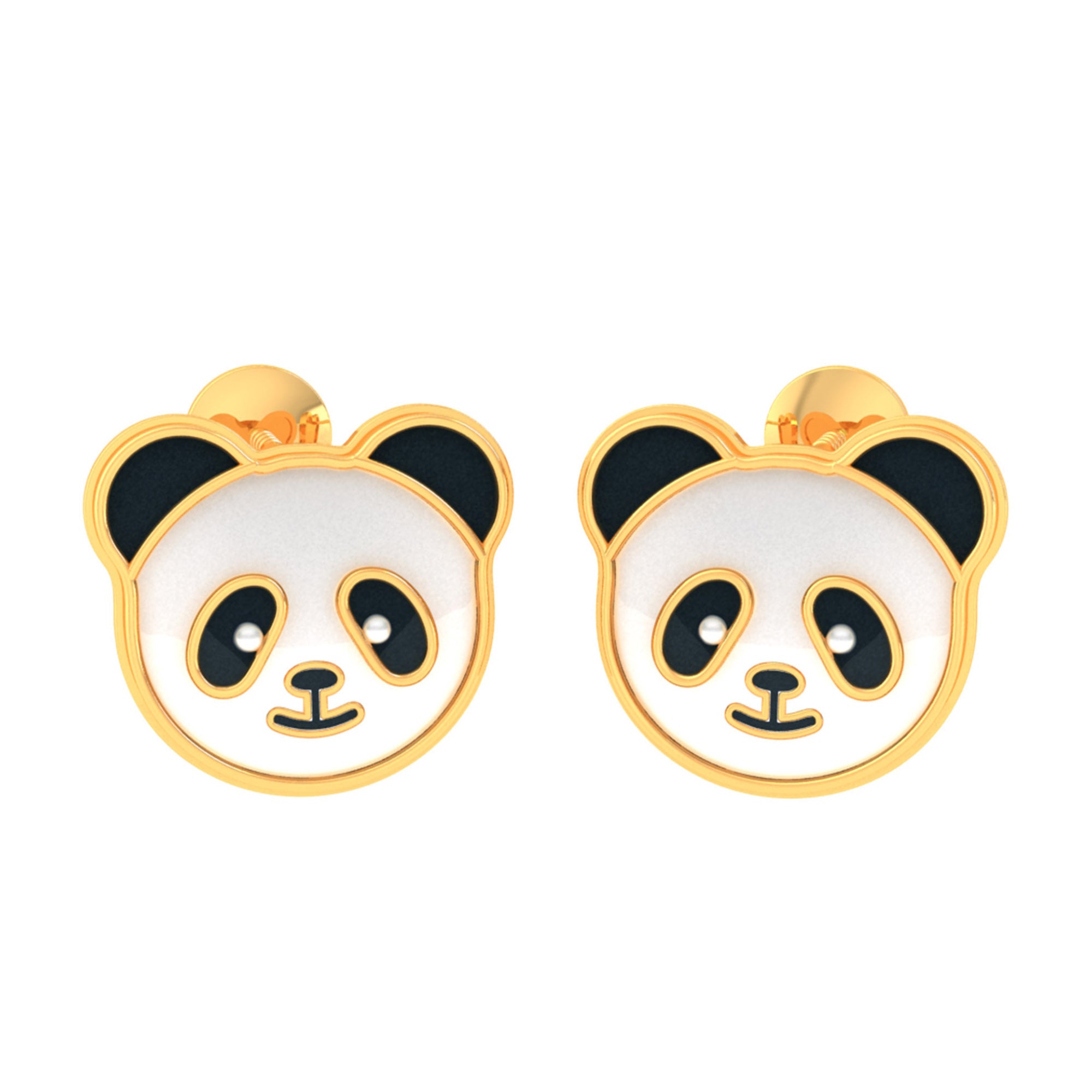 Gold Plated Panda Earrings for Girls