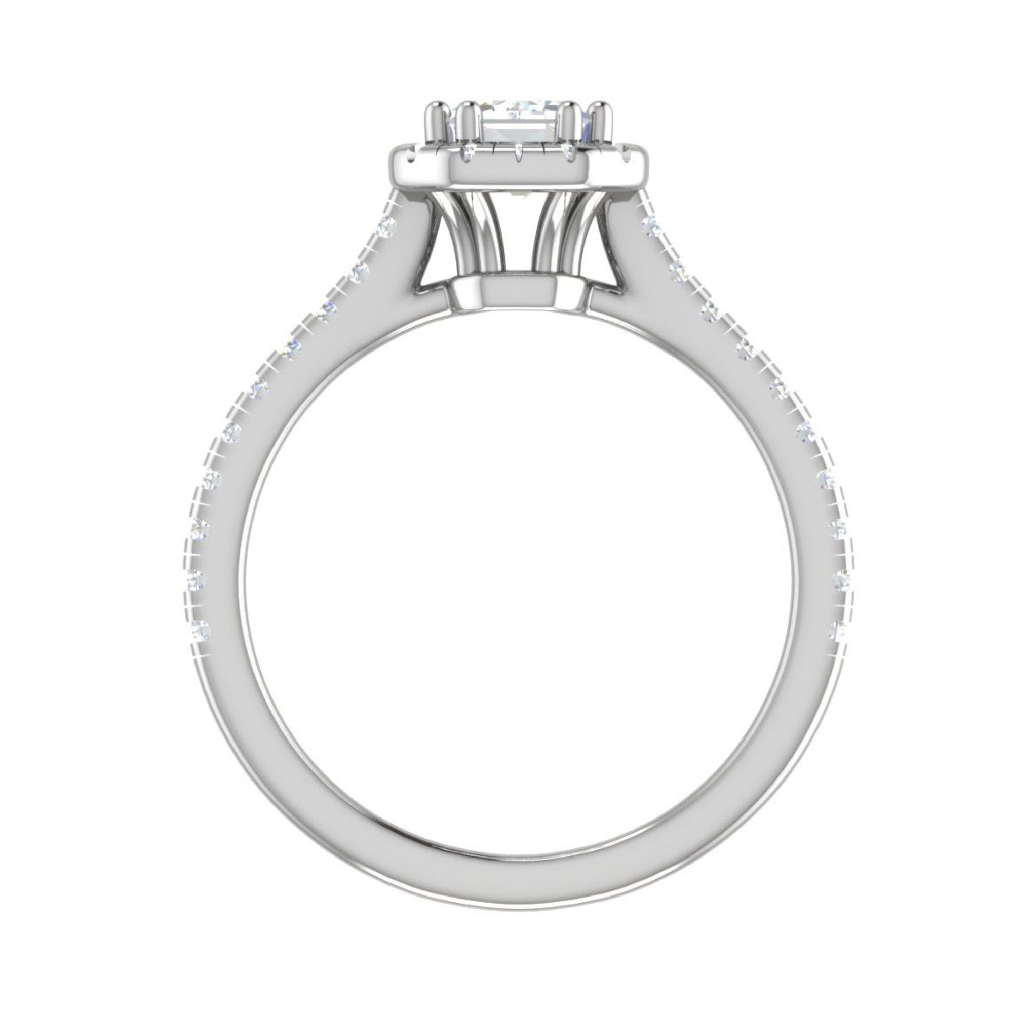 Emerald Halo Solitaire Ring