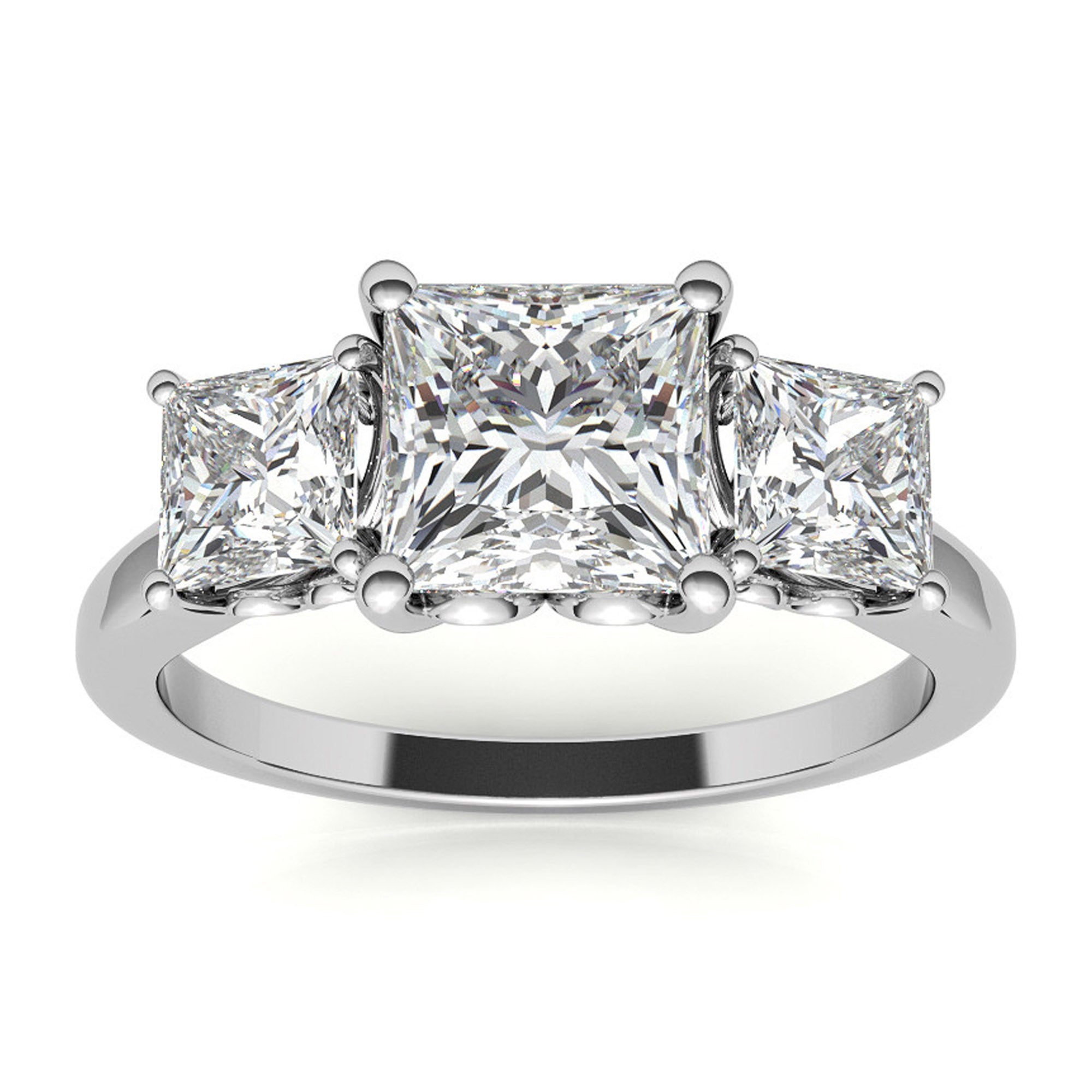 Elegant Three Stone Princess Cut Ring