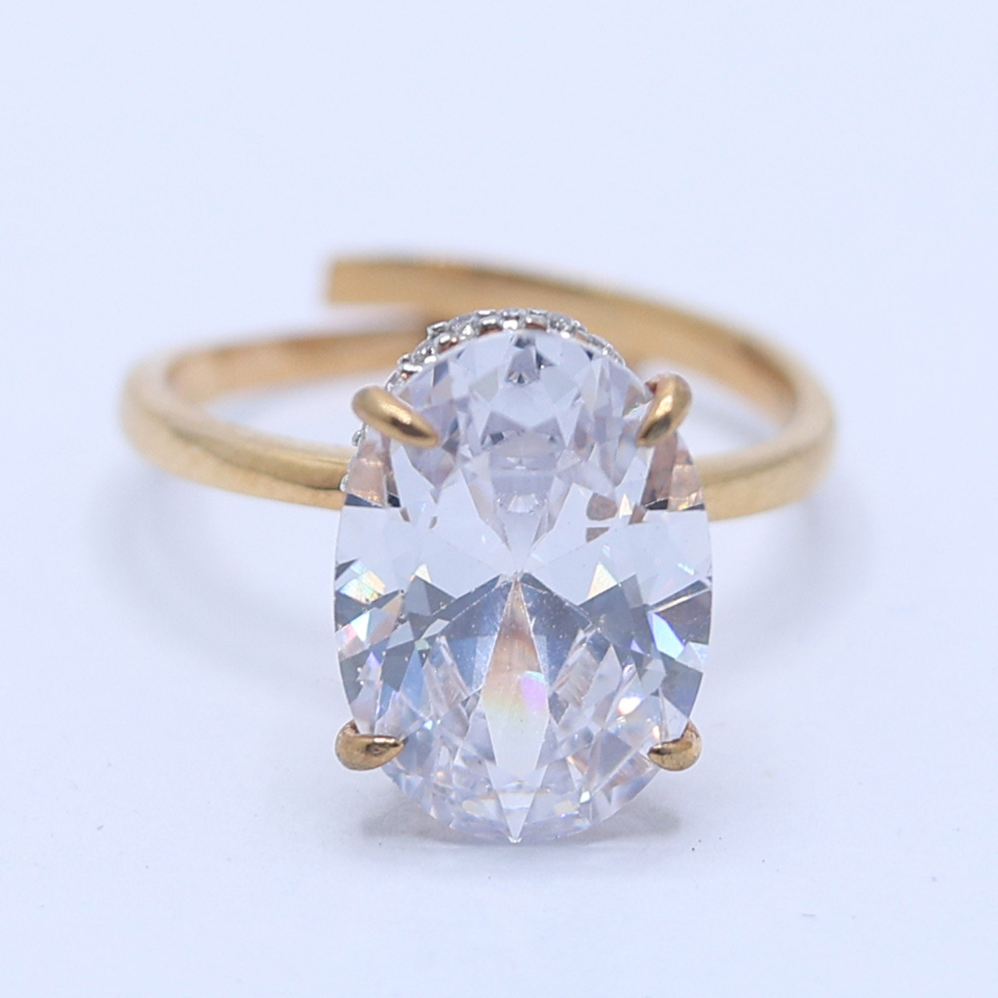Oval Solitaire Halo Ring