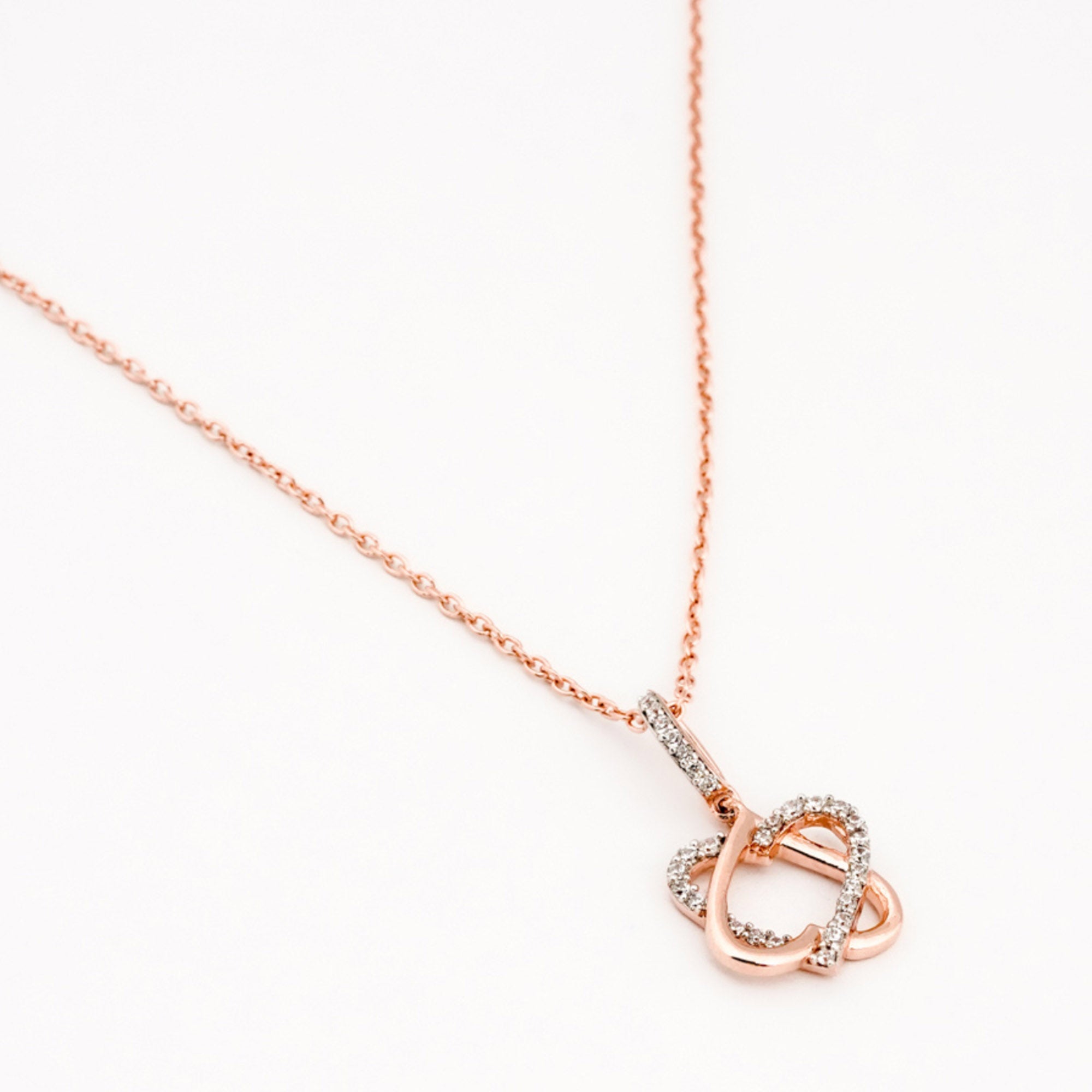 Interlock Double Heart Rose Gold Pendant