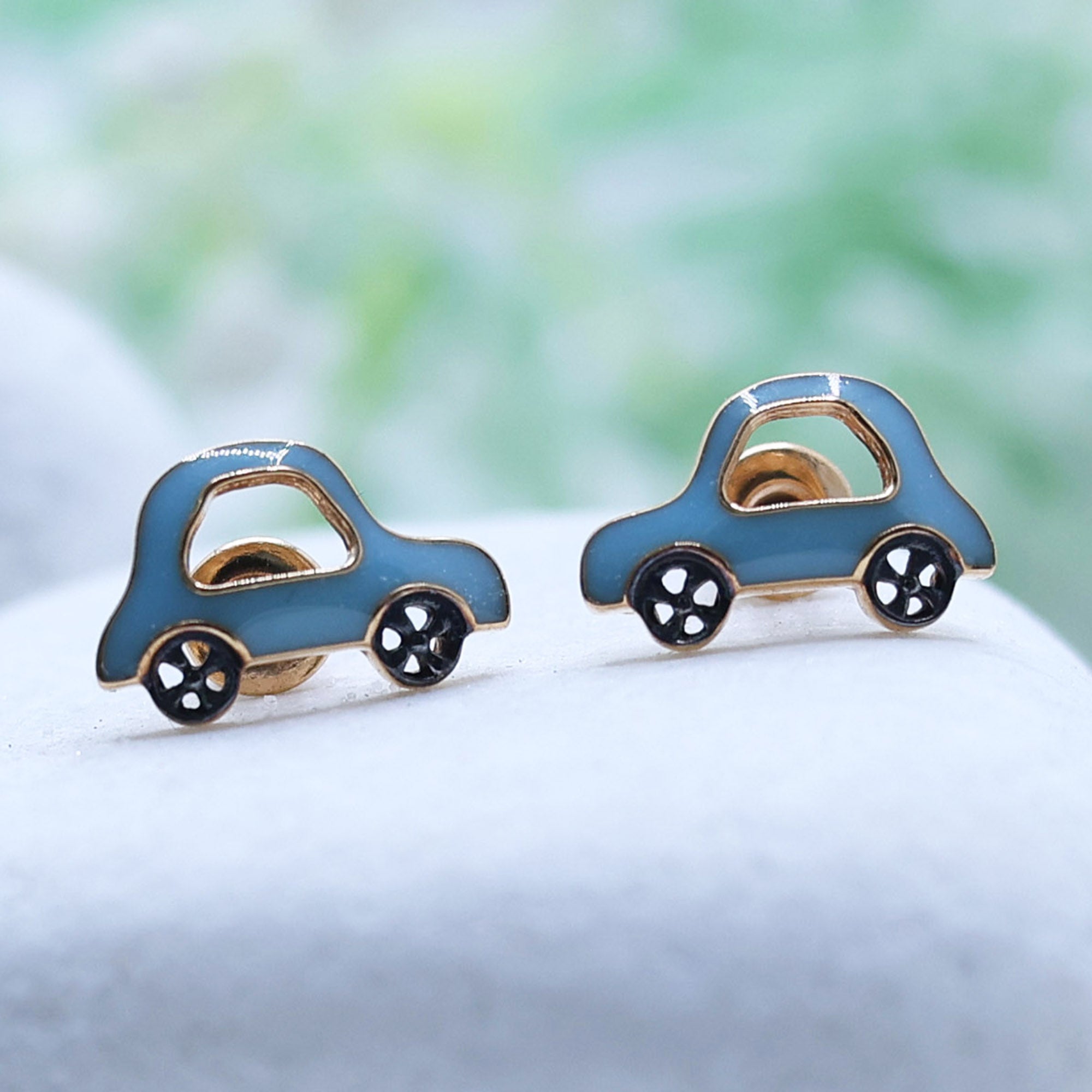 Blue Car Kids Earrings