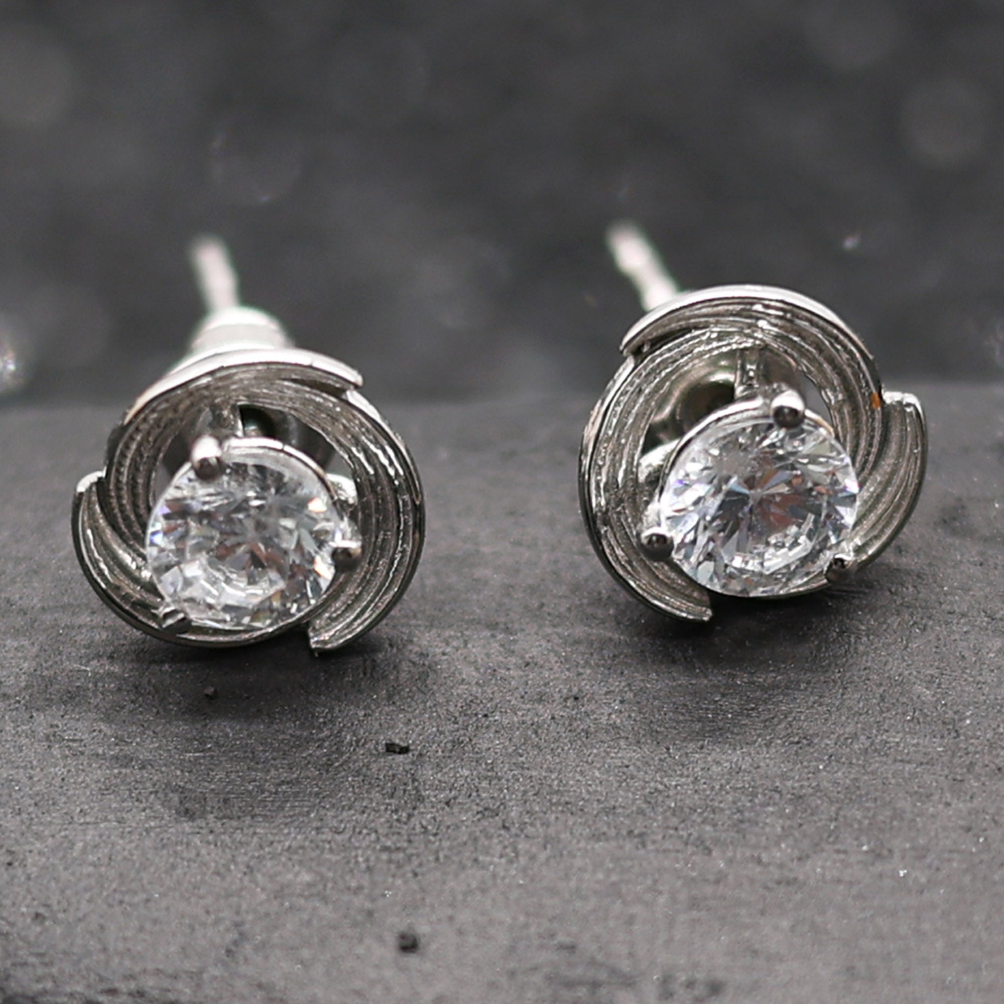 Swirl American Diamond Stud Earrings