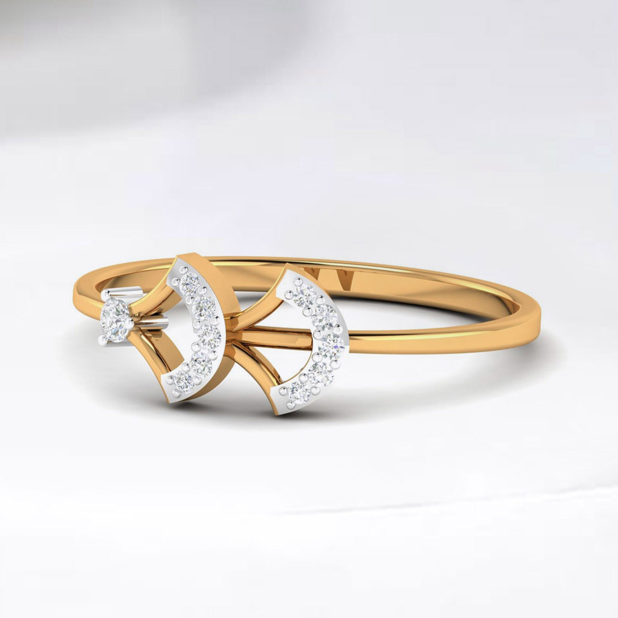 Elegant Dual Crescent Shape Ring