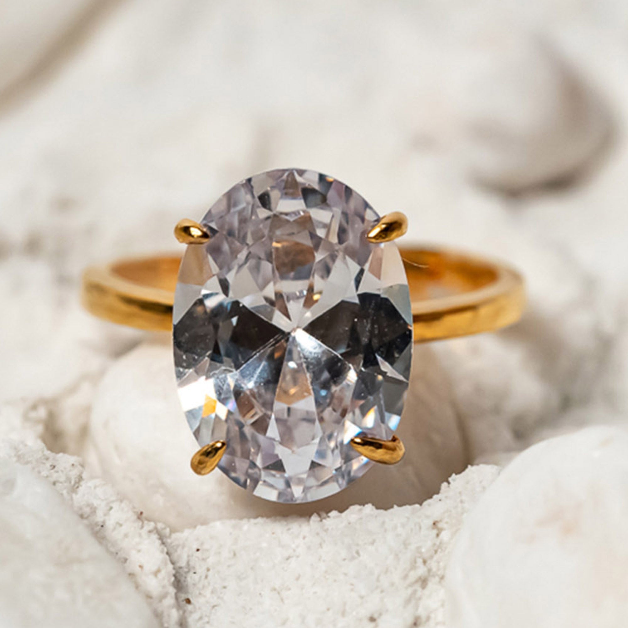 Oval Solitaire Halo Ring