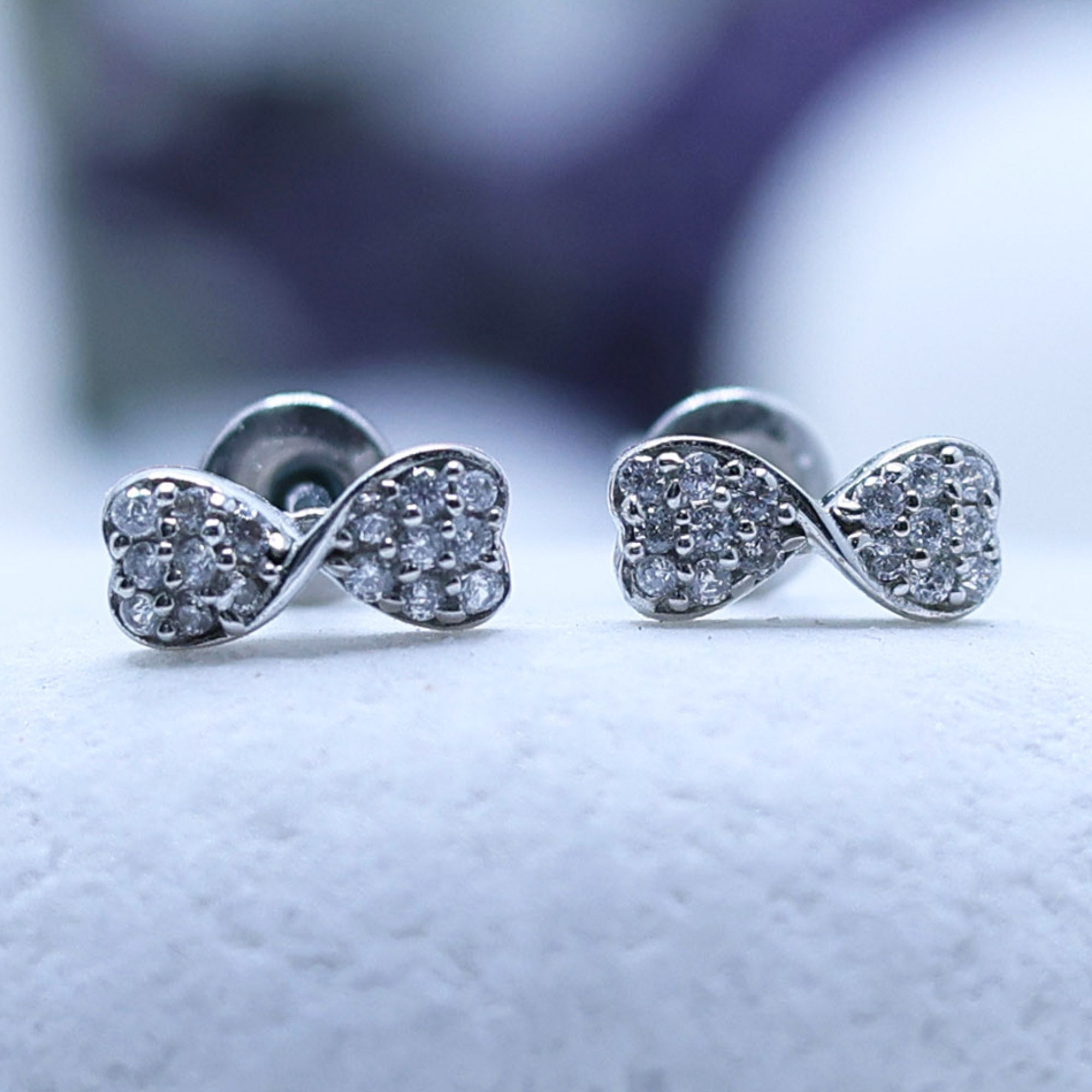 Girls Bow Earrings in Sterling Silver