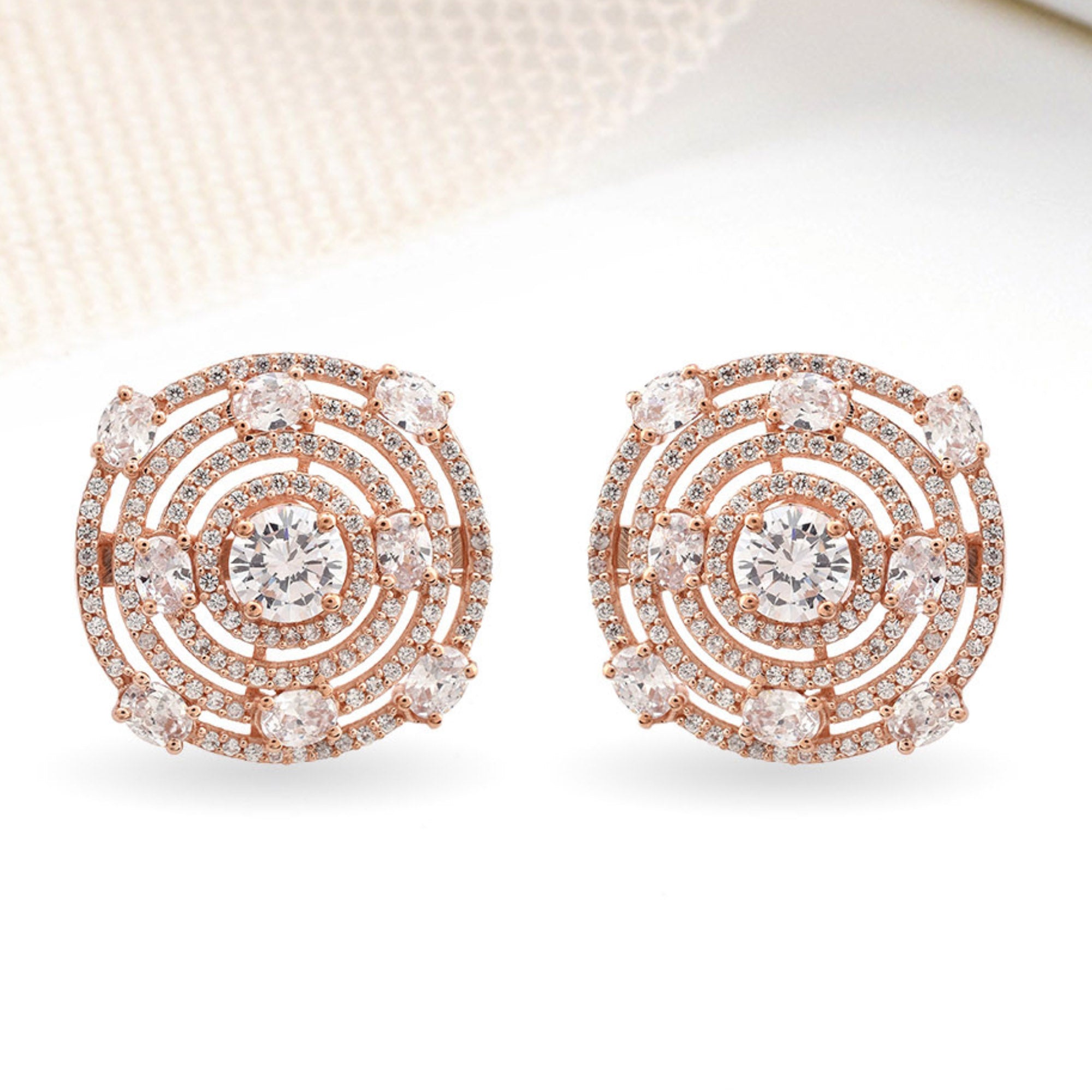 Spiral Halo Stud Earrings