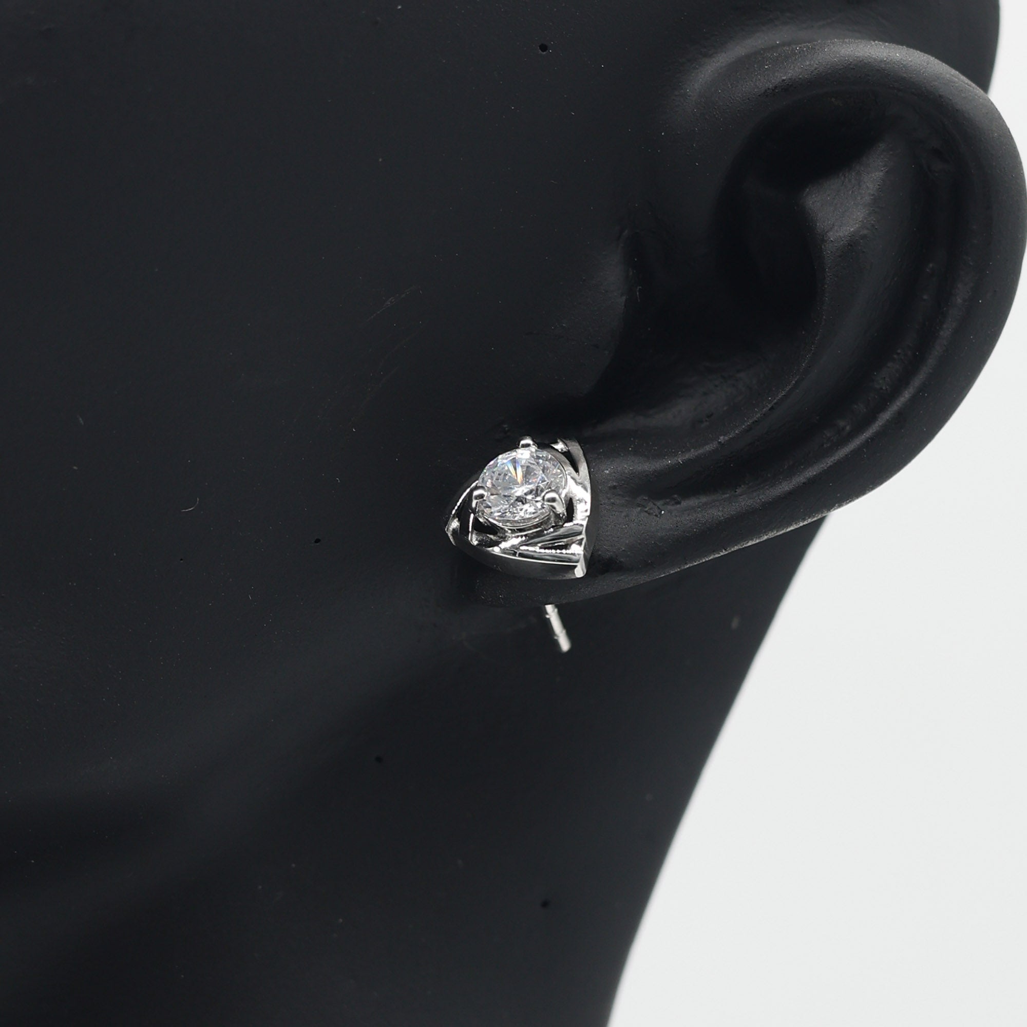 Modern Triangle Solitaire Stud Earrings